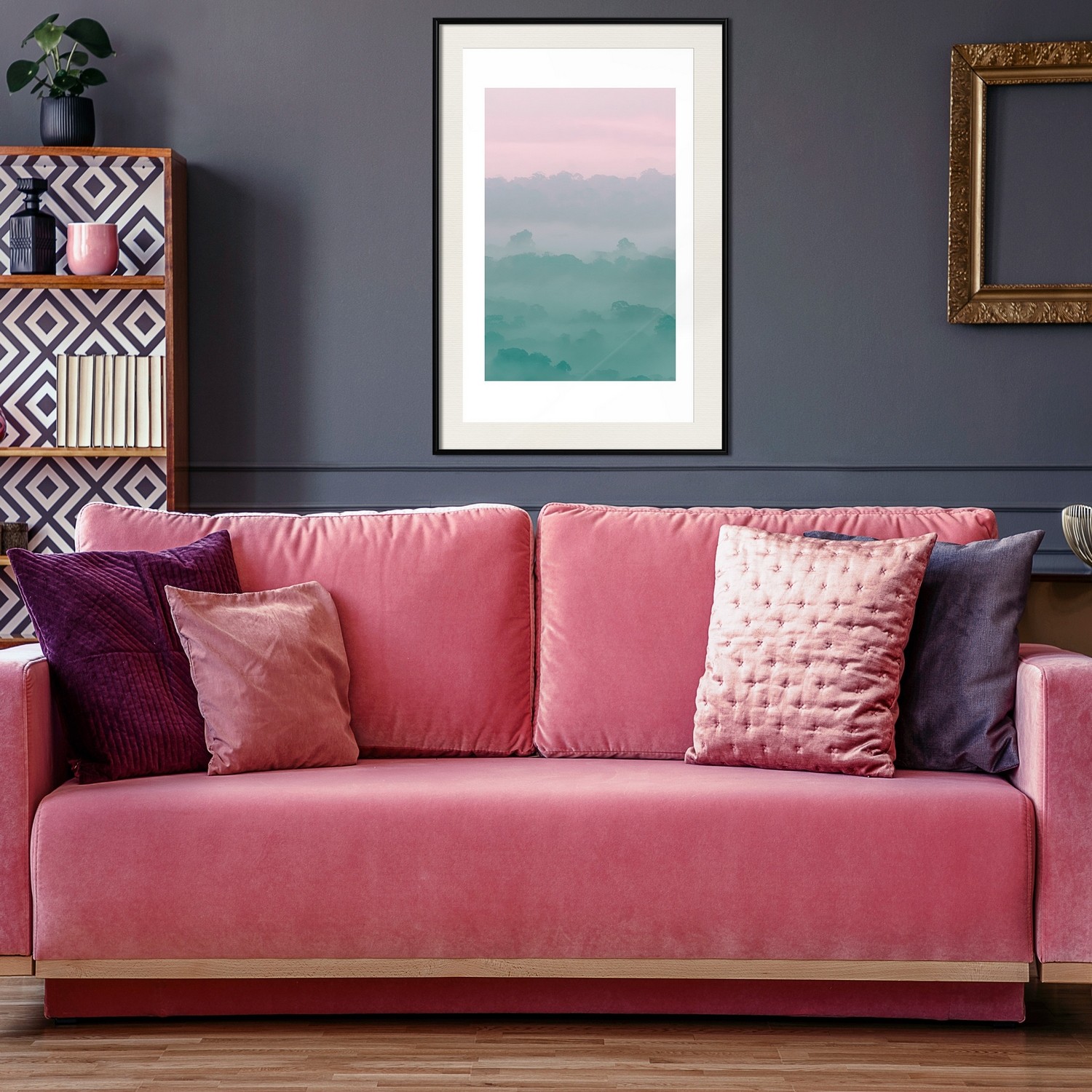 Affisch - Foggy Dawn [Poster] 30x45 Svart ram med passepartout, 30x45 cm