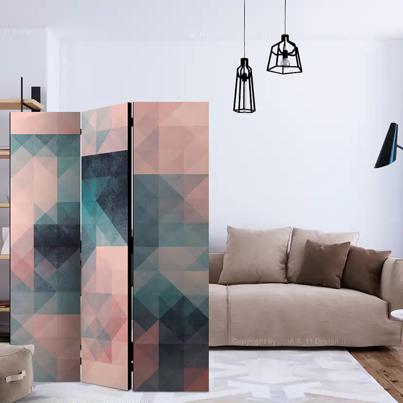 Rumsavdelare Skärmvägg Arkiio Pixels Green And Pink 135x172 cm