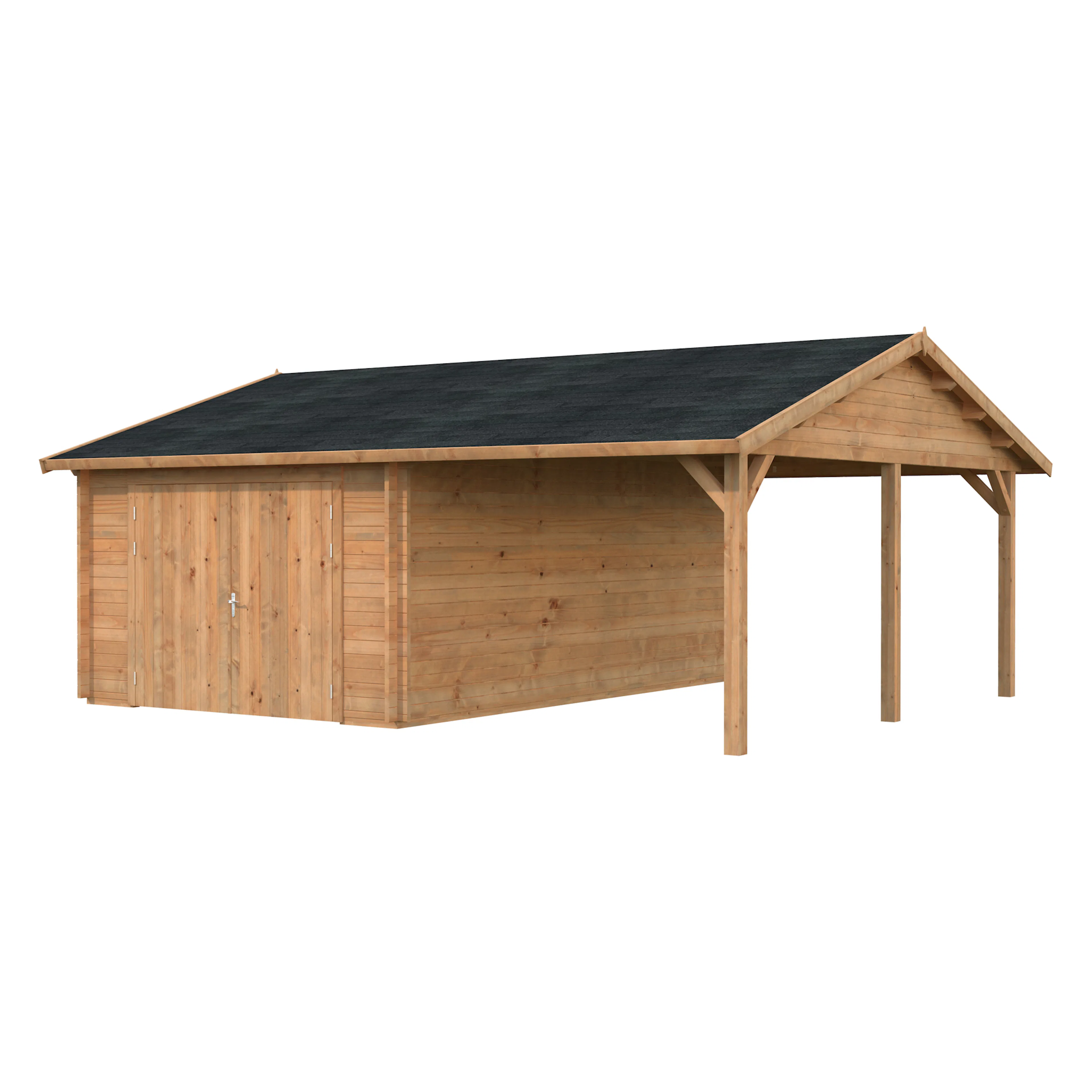 Roger 19,0+16,2 m2 with wooden gate BNDIP Impregnerad brun