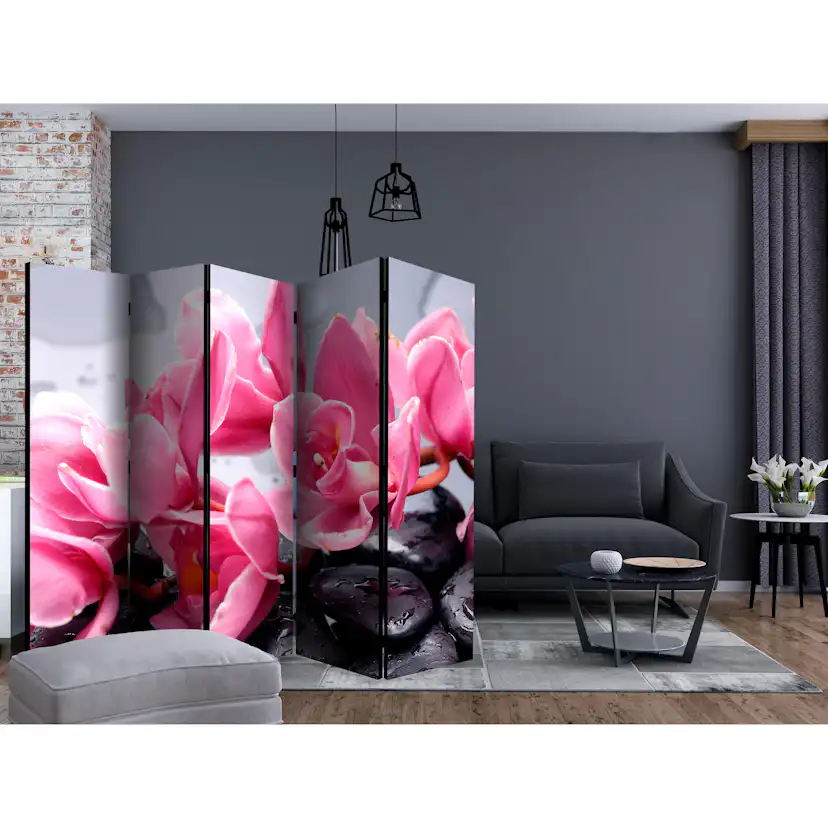 Rumsavdelare Arkiio Orchid Flowers with Zen Stones II 225x172 cm