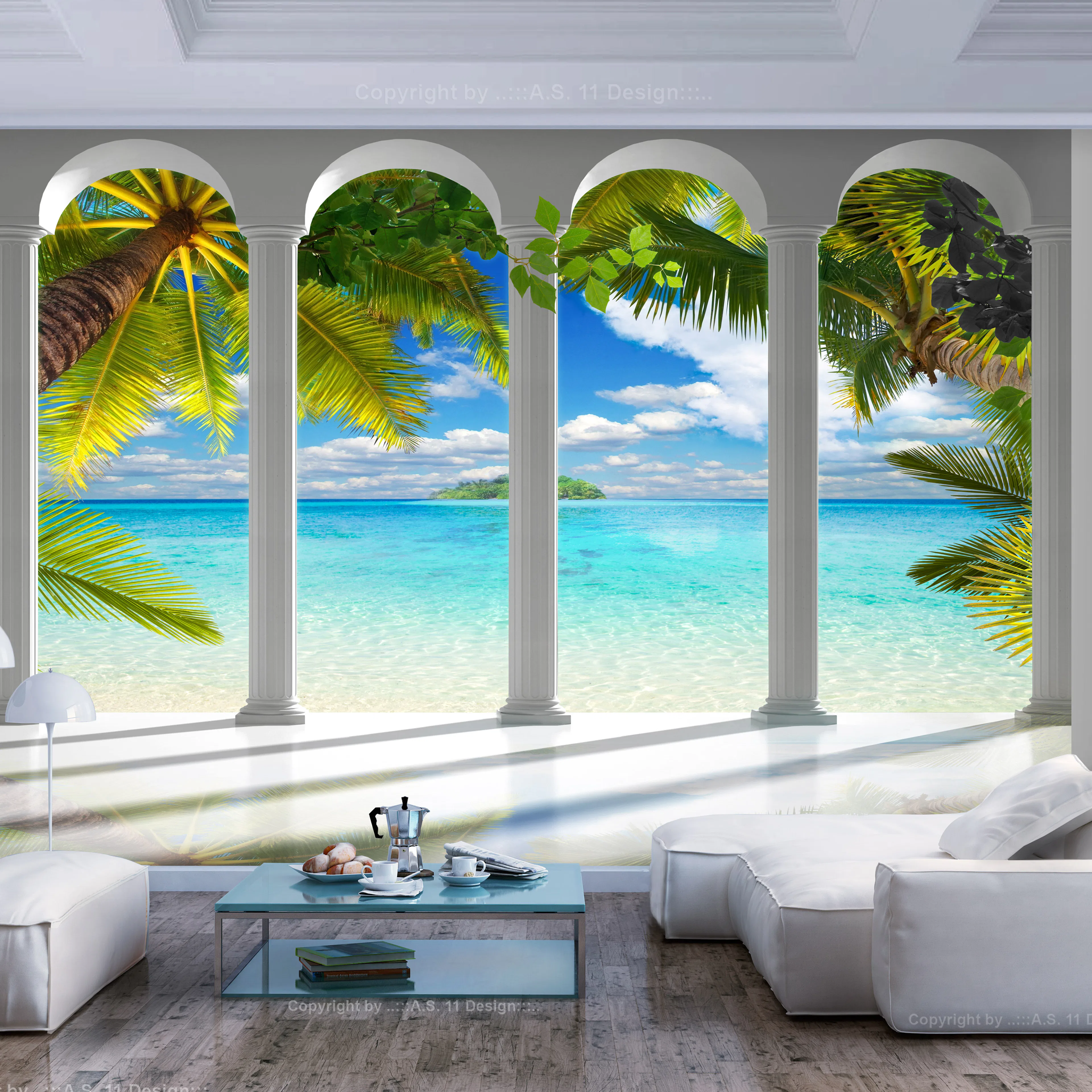 Fototapet Arkiio Sea Behind Columns