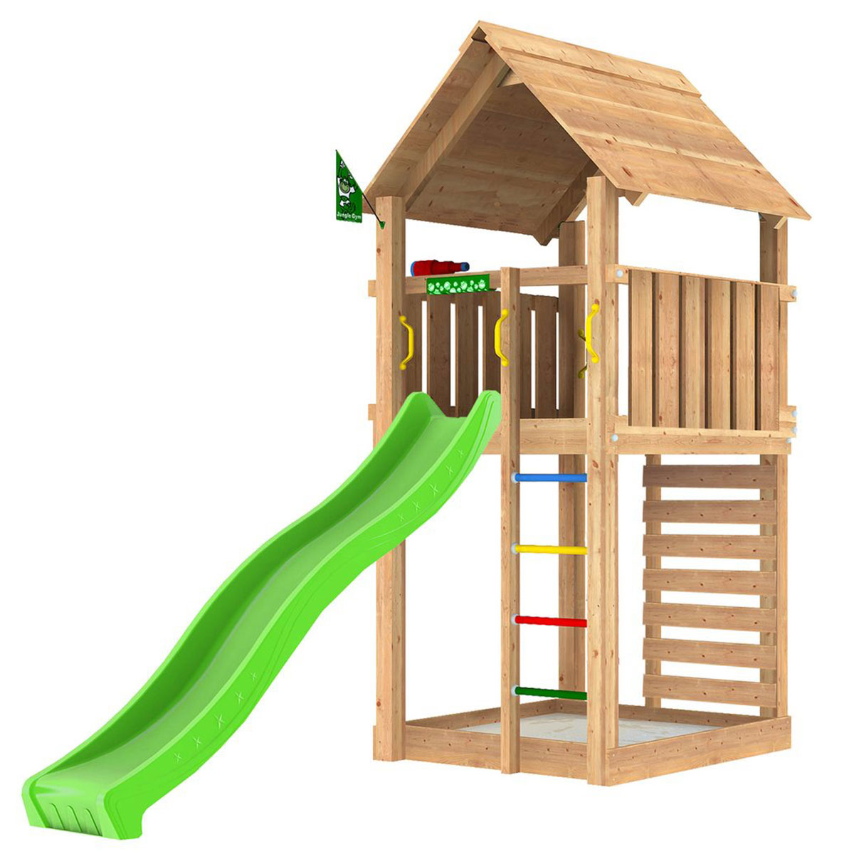 Lektorn Jungle Gym Cabin 2.1 Grön Rutschkana & Sand