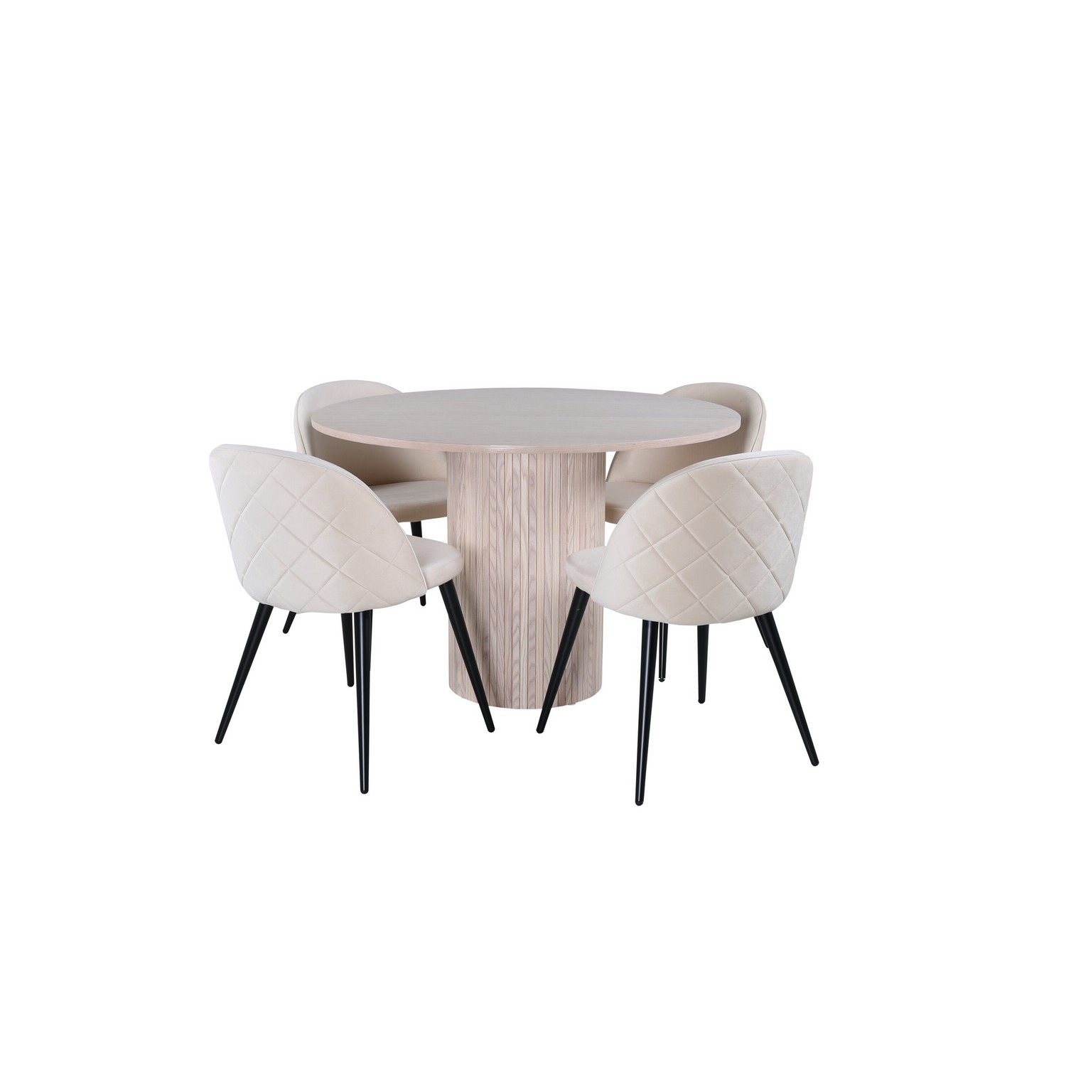 Matgrupp Venture Home Bianca Rund med 4 Valentina Stitches Stolar Sammet