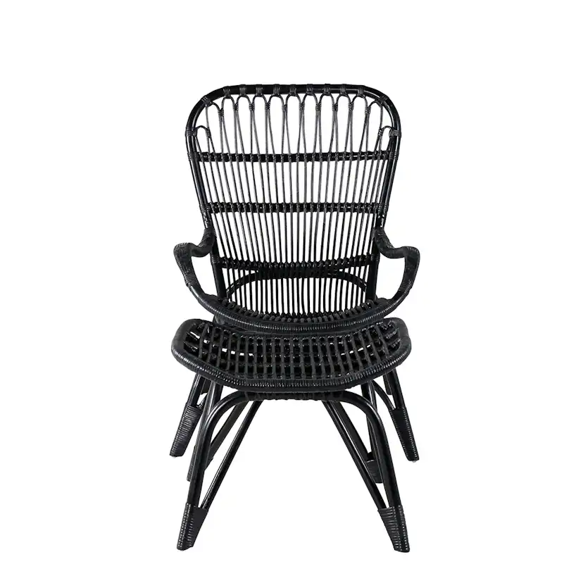 Ella Lounge Chair - BLACK rattan / Offwhite Cushion Ersätter Färg: Black