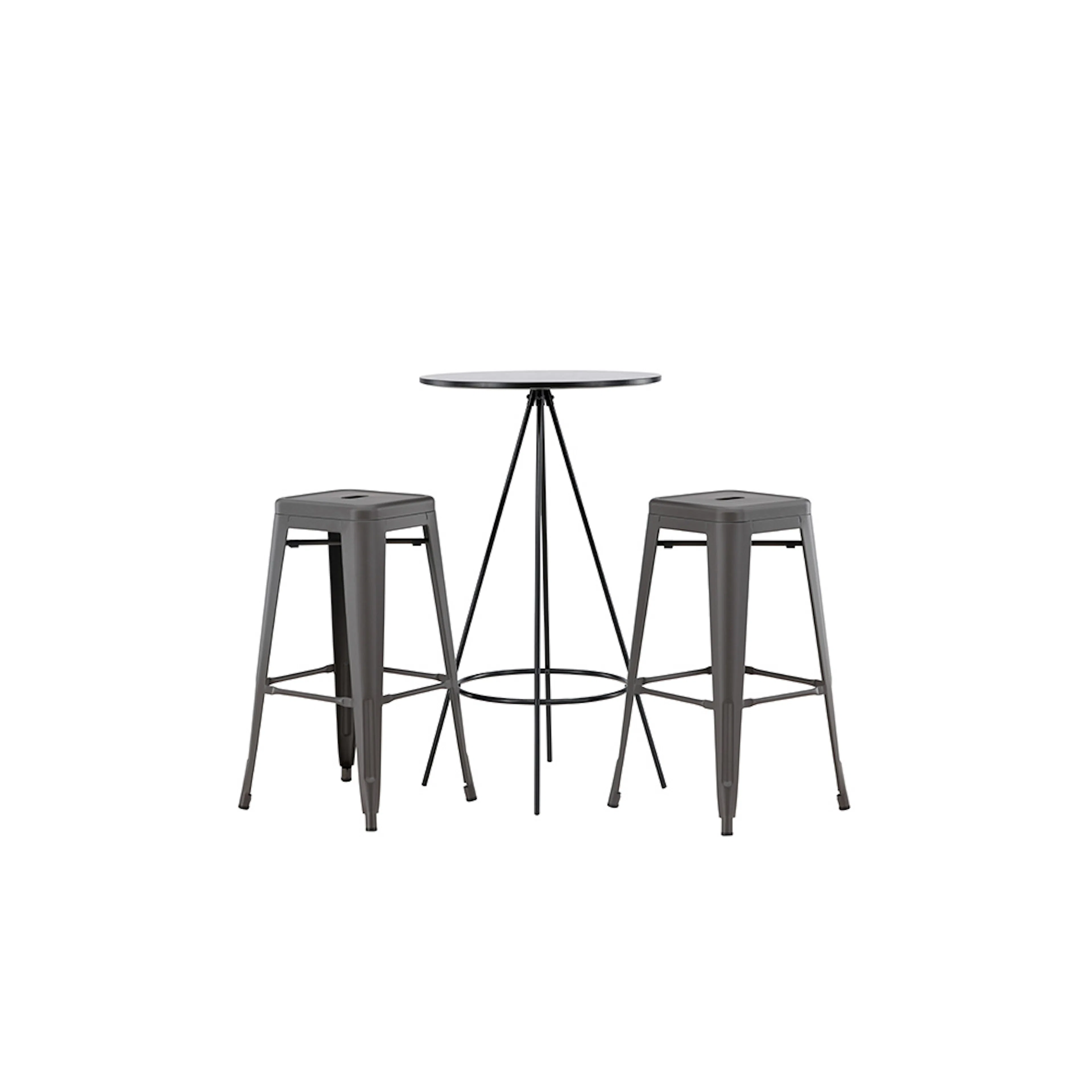 Matgrupp Venture Home Bistro Ø60 cm med 2 st Tempe stolar Mörkgrå