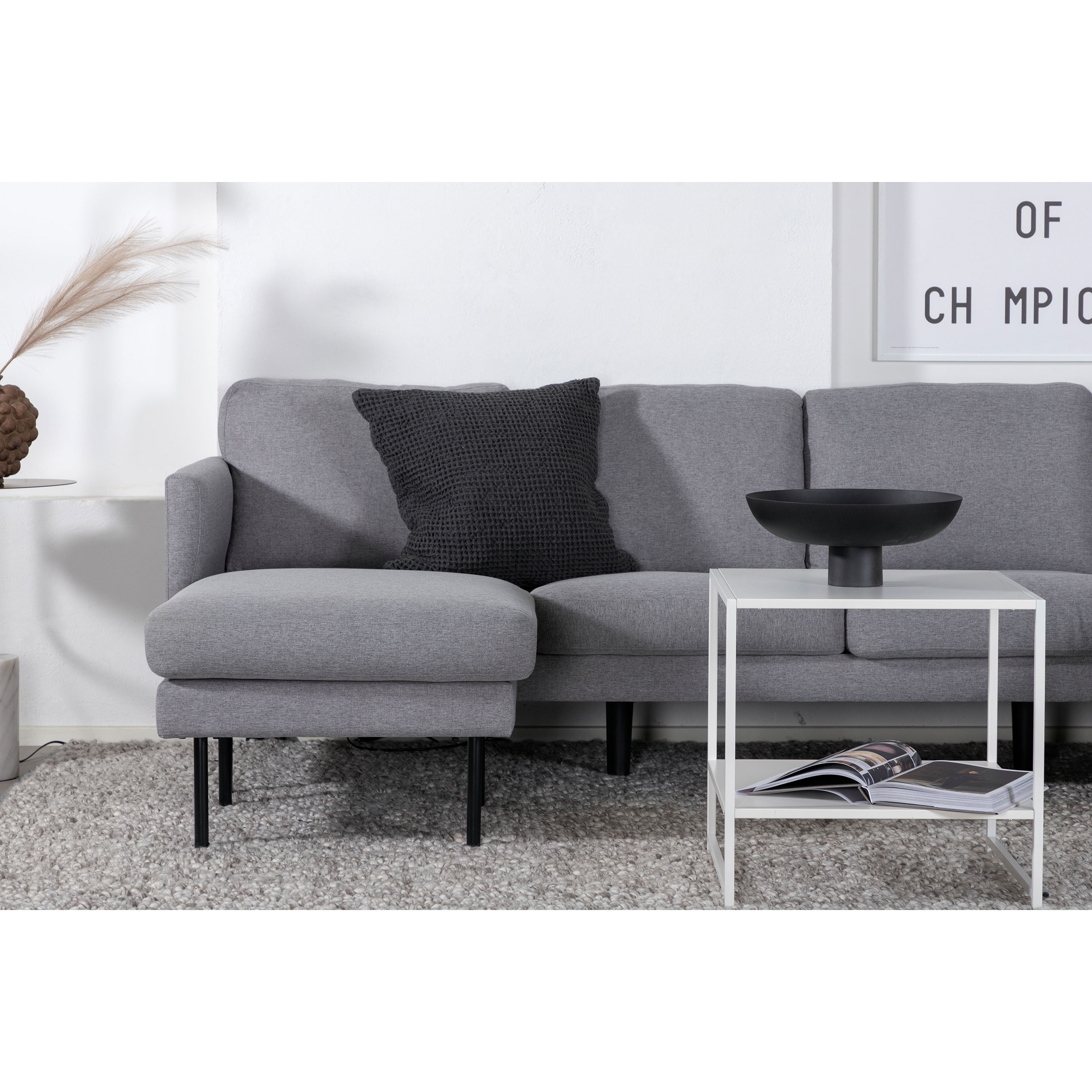 Zoom U-Sofa - Black / Steel Grey Fabric Grå
