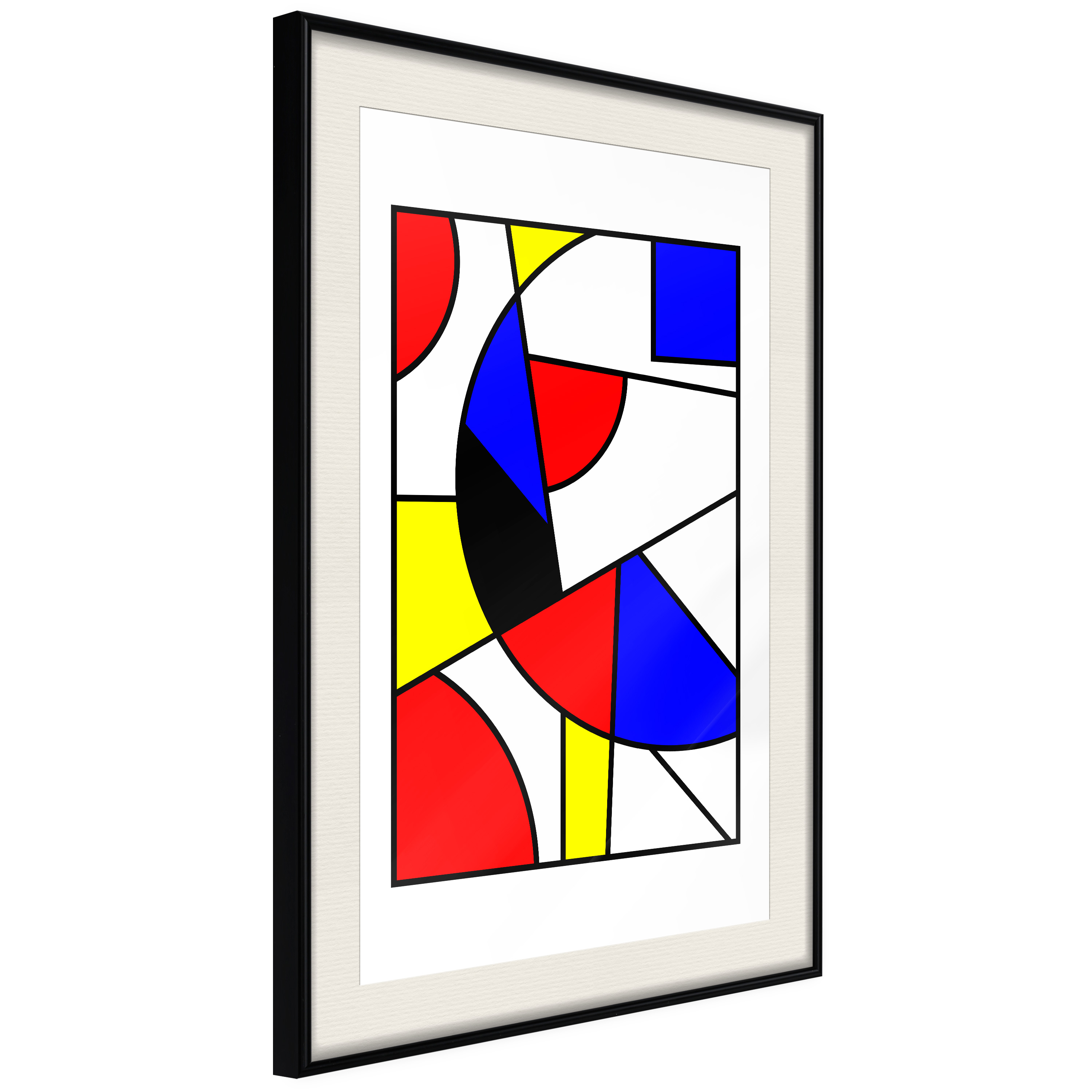 Affisch - Abstraction De Stijl [Poster] 40x60 Svart ram med passepartout, 40x60 cm