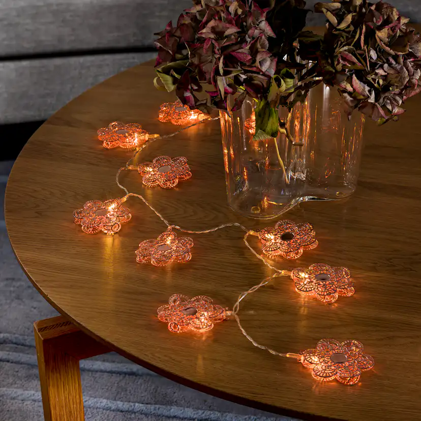 Slinga koppar blommor 10 LED Koppar