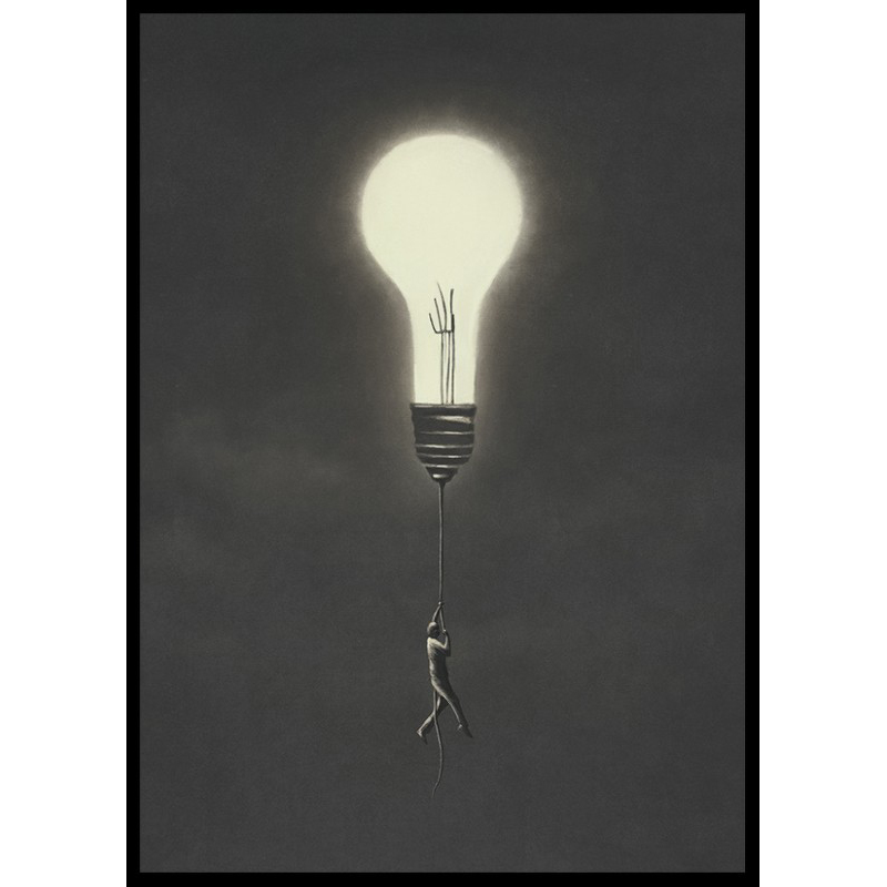 Poster Gallerix Flying With Light Bulb