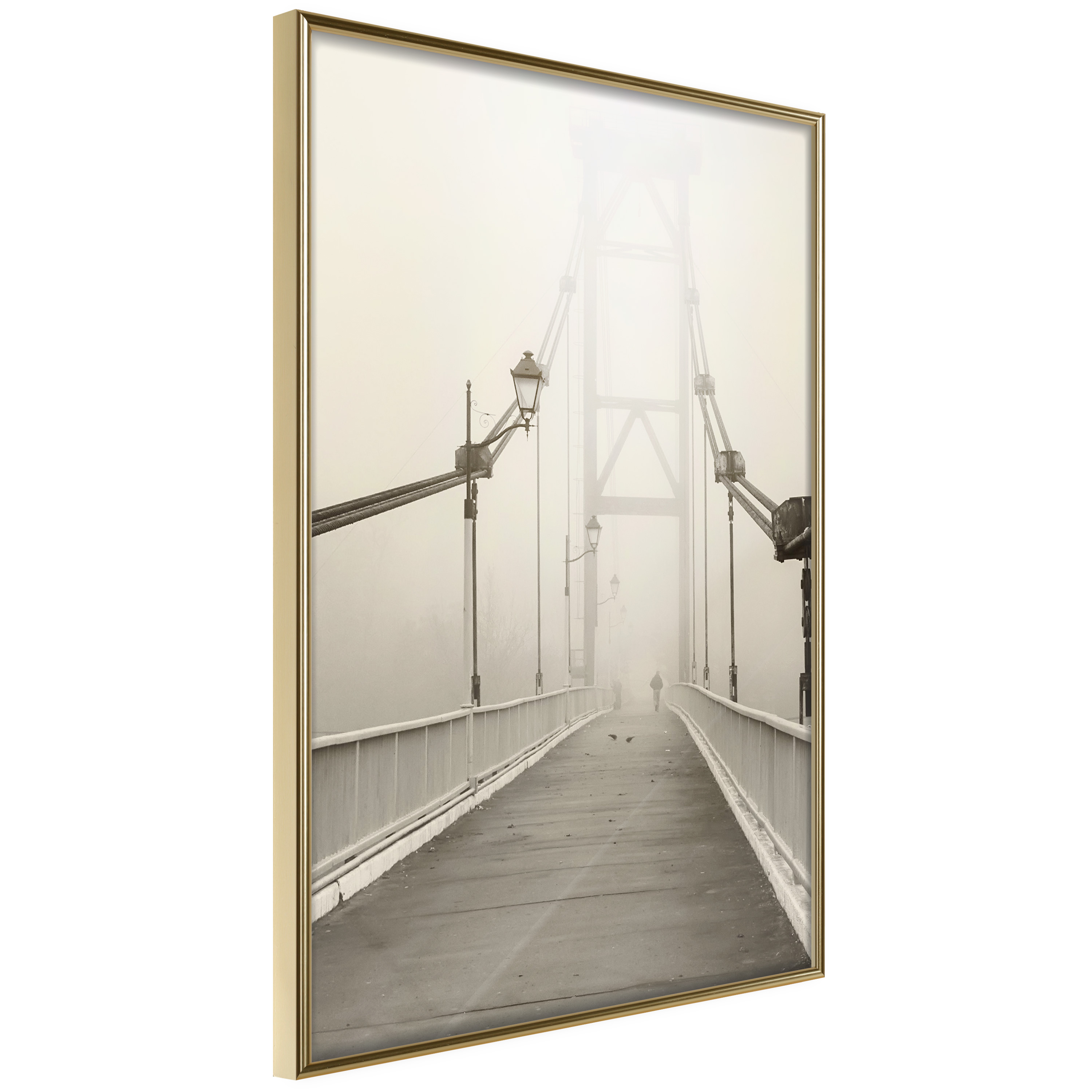 Affisch - Bridge in the Fog [Poster] 30x45 Guld ram, 30x45 cm