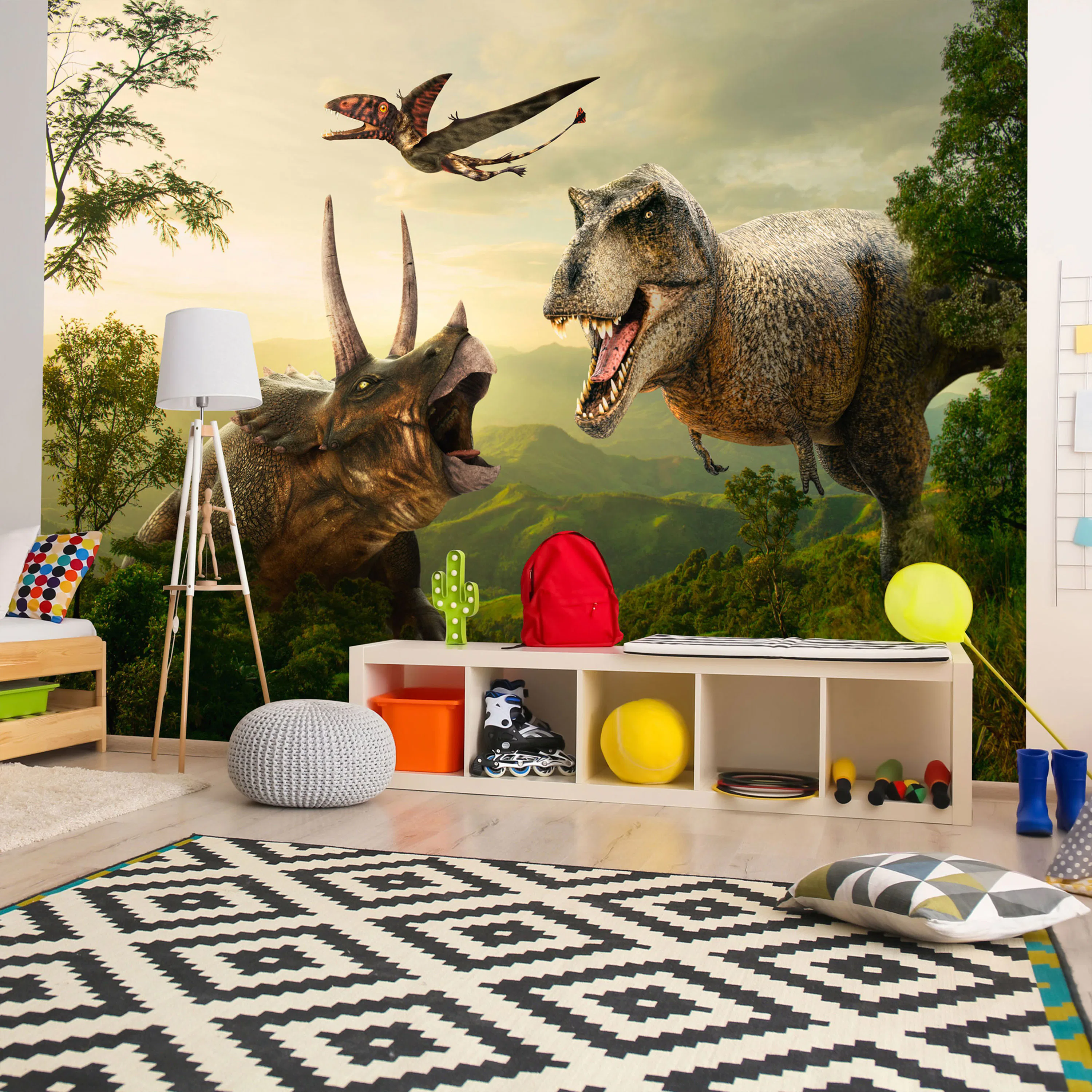 Fototapet Arkiio Självhäftande Dinosaur Square