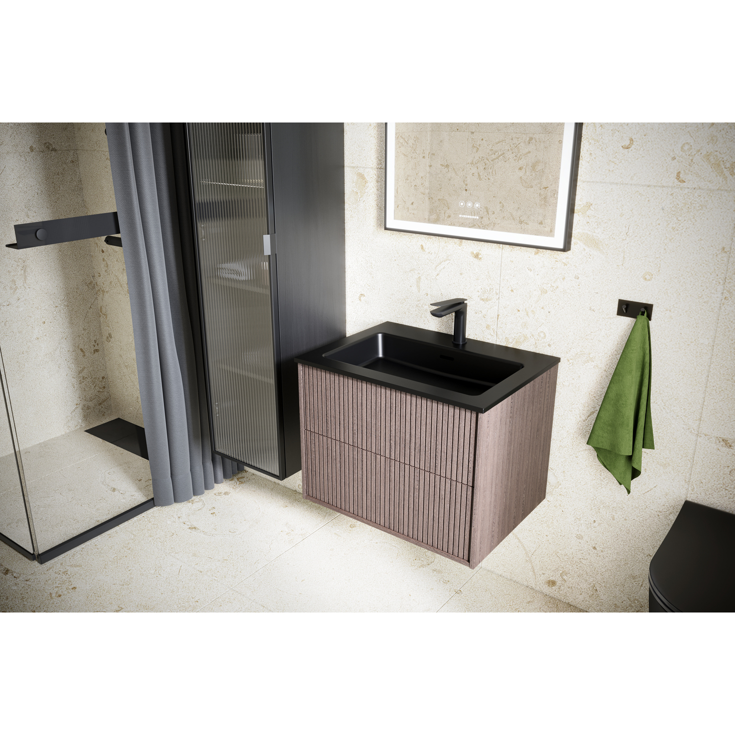 Langfoss Gardinskena 90x7x1,5 Svart Matt B: 900 mm, Mattsvart