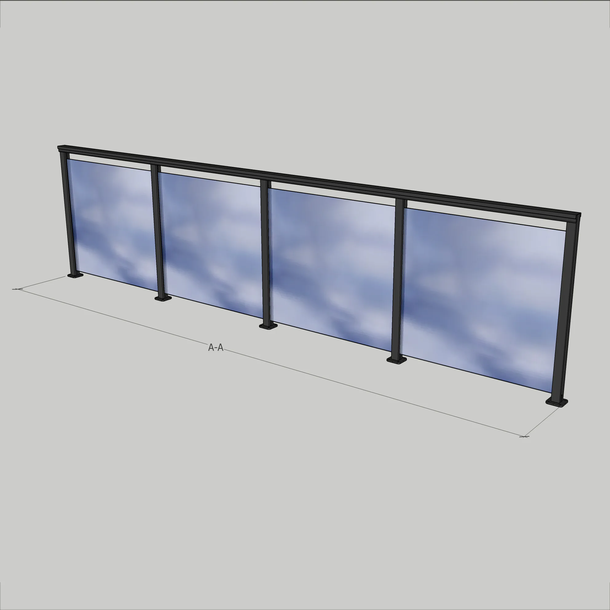 Glasräcke Novoroom Komplett Sektion A-A