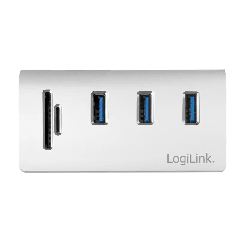 USB3.0 3-port hub LogiLink Med Minneskortsläsare