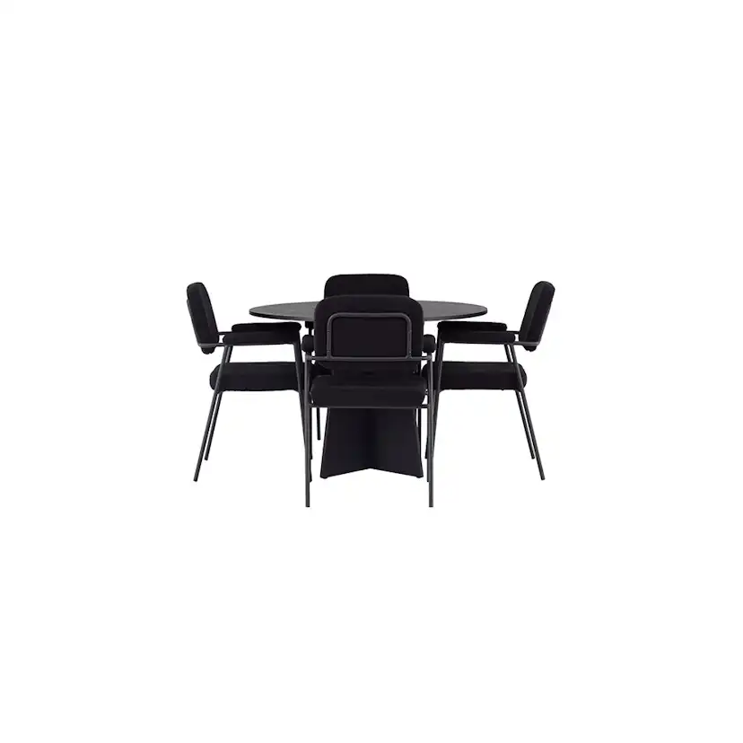 Matgrupp Venture Home Bootcut Ø110 cm med 4 st Yesterday stolar