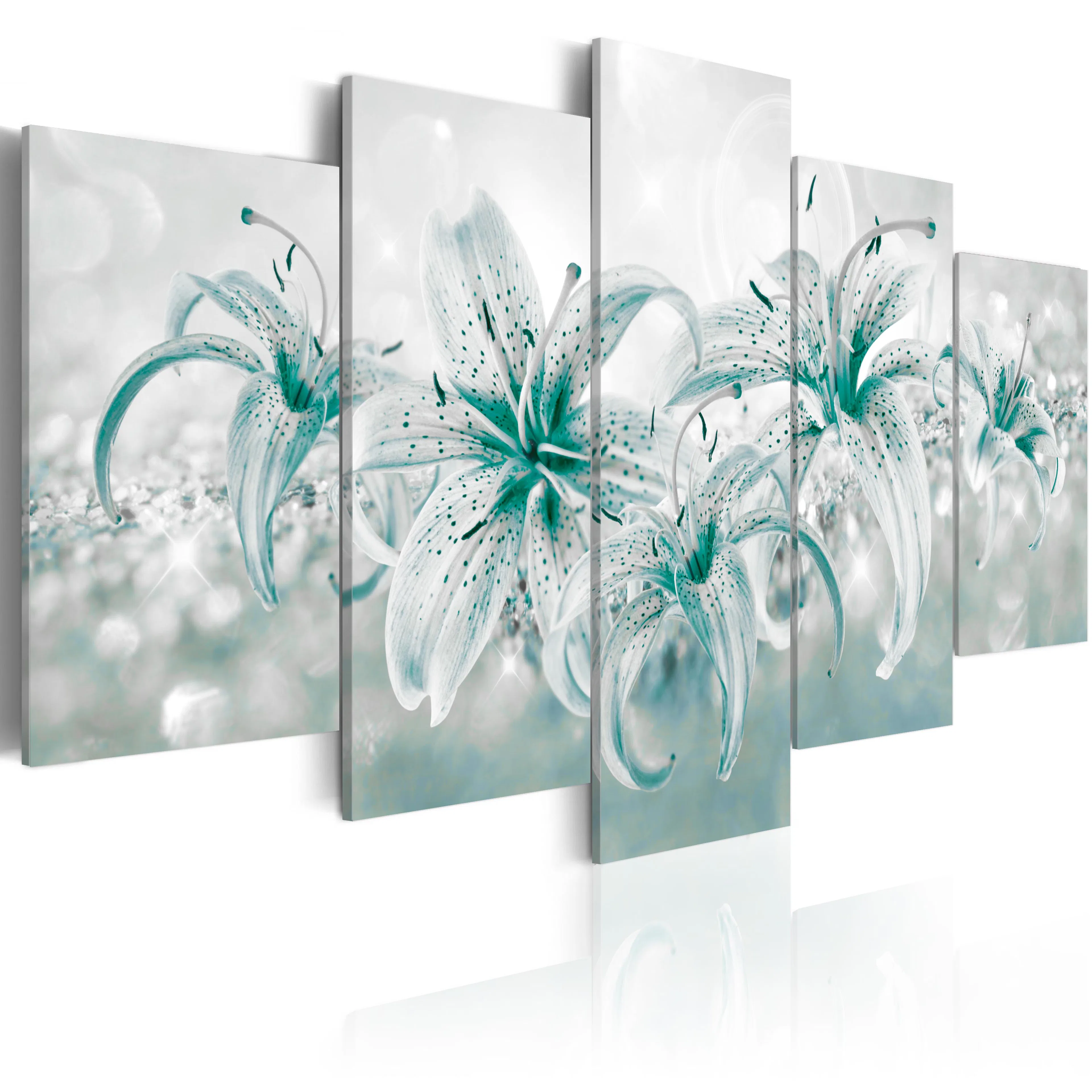 Foto på akryl - Sapphire Lilies [Glass] 200x100 Mått: 200x100 cm