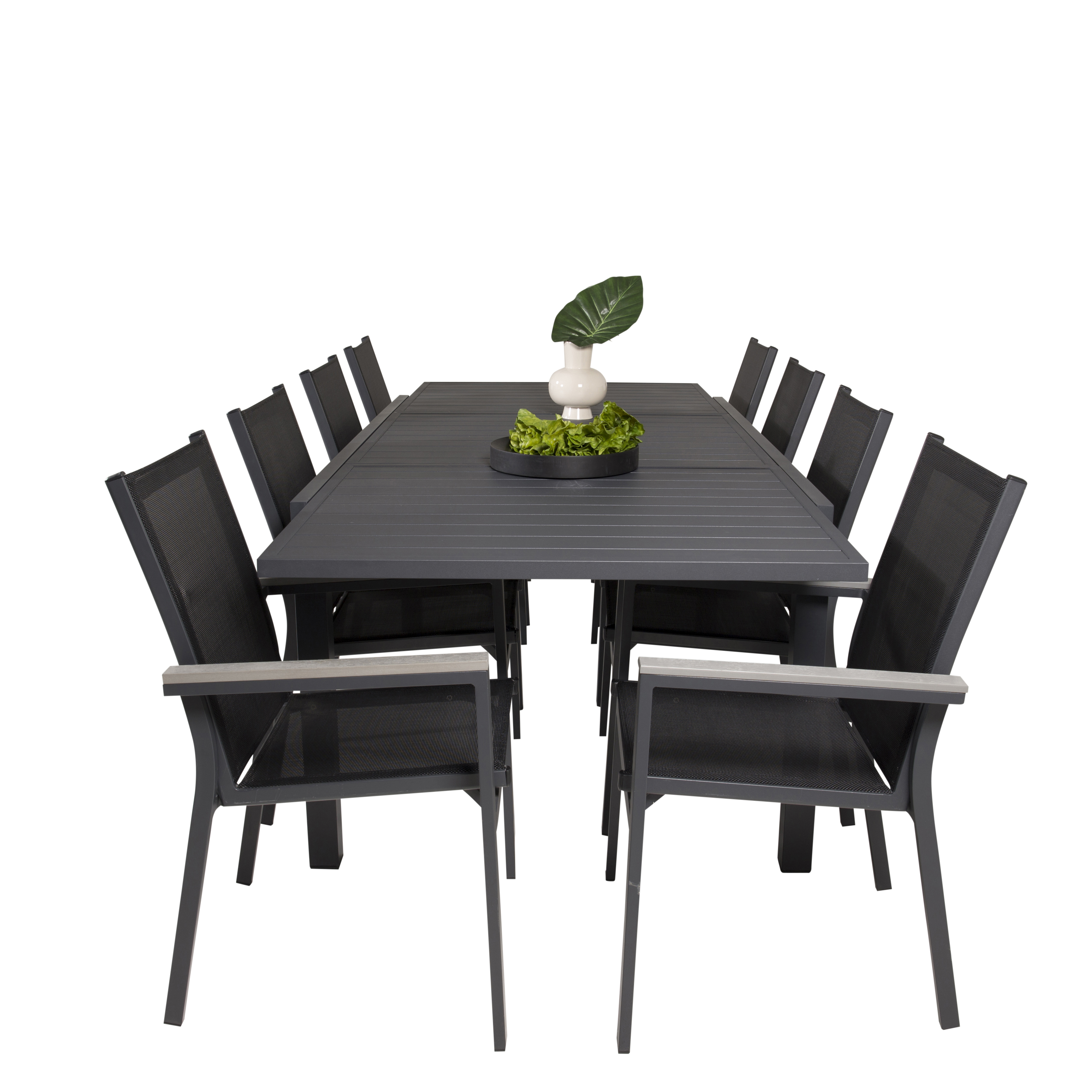 Marbella Bord160/240*100*H75-svart+Parmastolsvart/svart Grå8 Svart/Svart