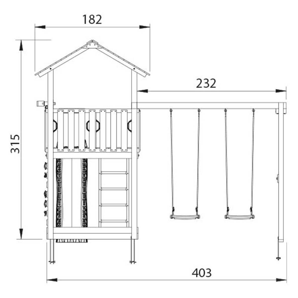 Lektorn Jungle Gym Chalet 2.1 Swing Modul Blå Rutschkana