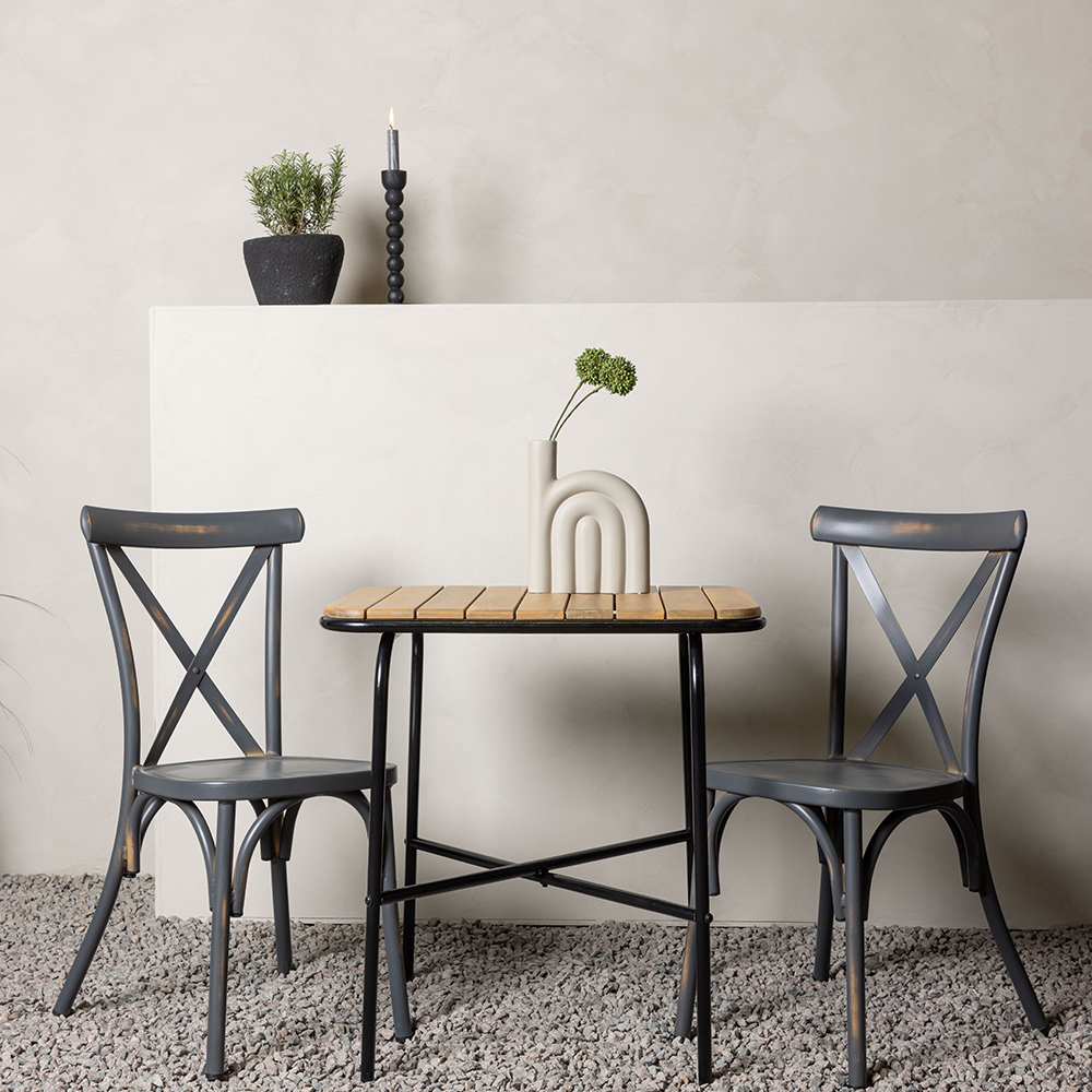 Cafégrupp Venture Home Holmbeck Bord med 2 Tablas Trädgårdsstolar Utomhus