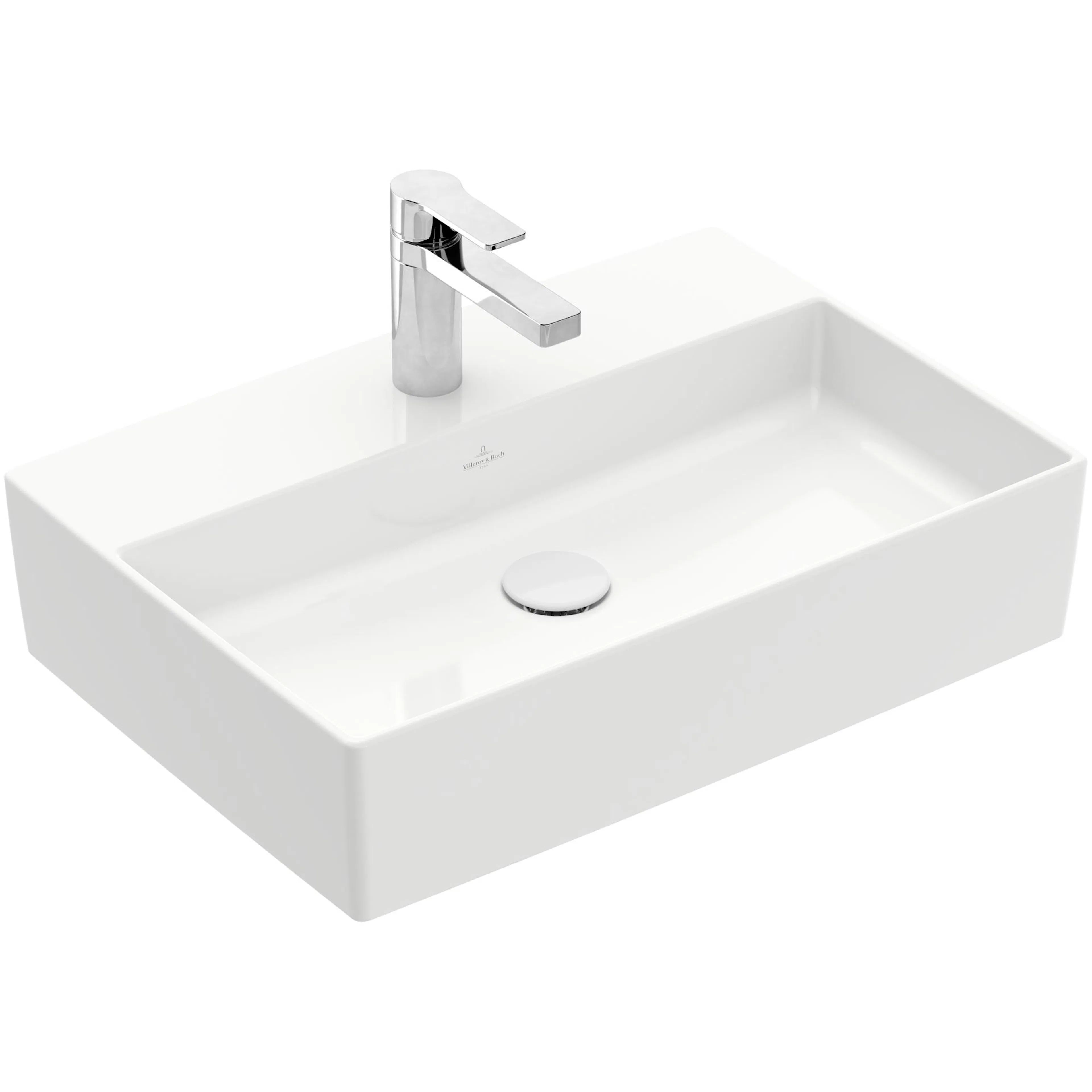 Tvättställ villeroy & Boch Memento 2.0 4A0761R1 Vit Alpin CeramicPlus, Utan Bräddavlopp, 600 mm, för Trehålsblandare