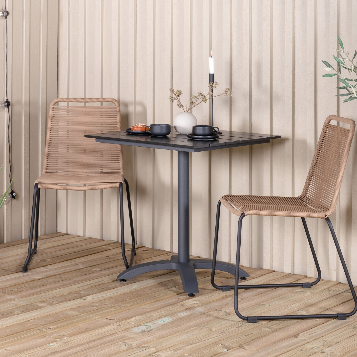 Colorado70*70 Black/Black+Lindos Stacking Chair - Black Alu Latte