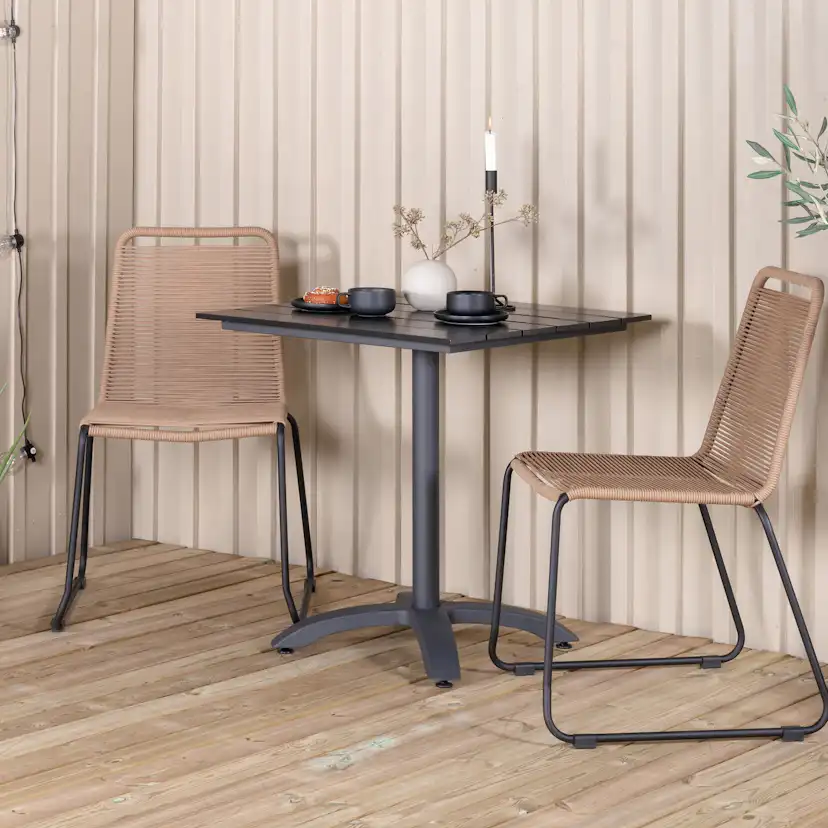 Colorado70*70 Black/Black+Lindos Stacking Chair - Black Alu Latte