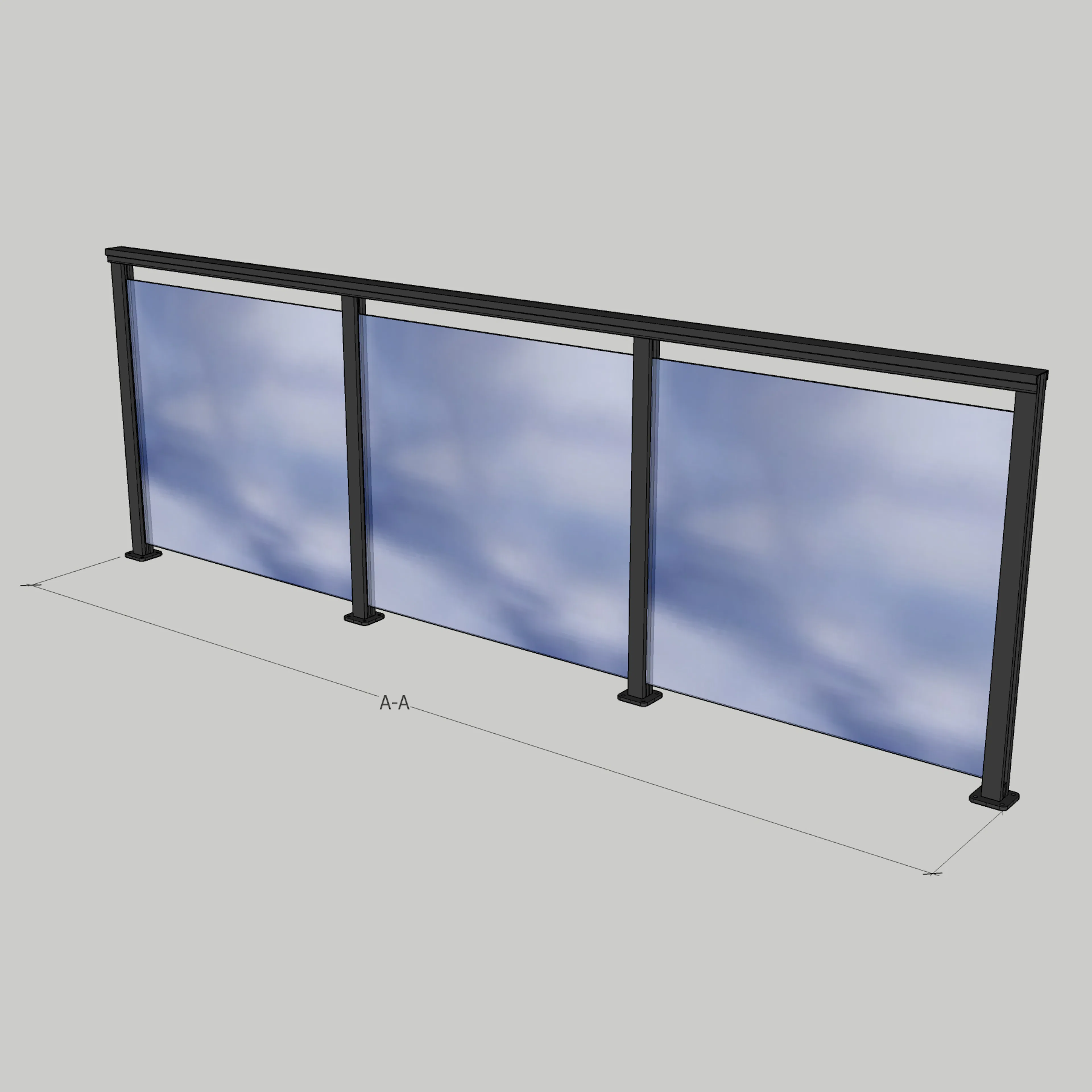 Glasräcke Novoroom Komplett Sektion A-A