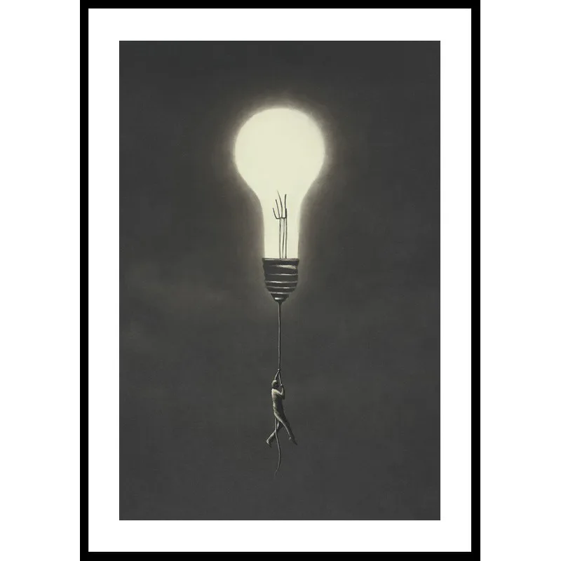 Poster Gallerix Flying With Light Bulb