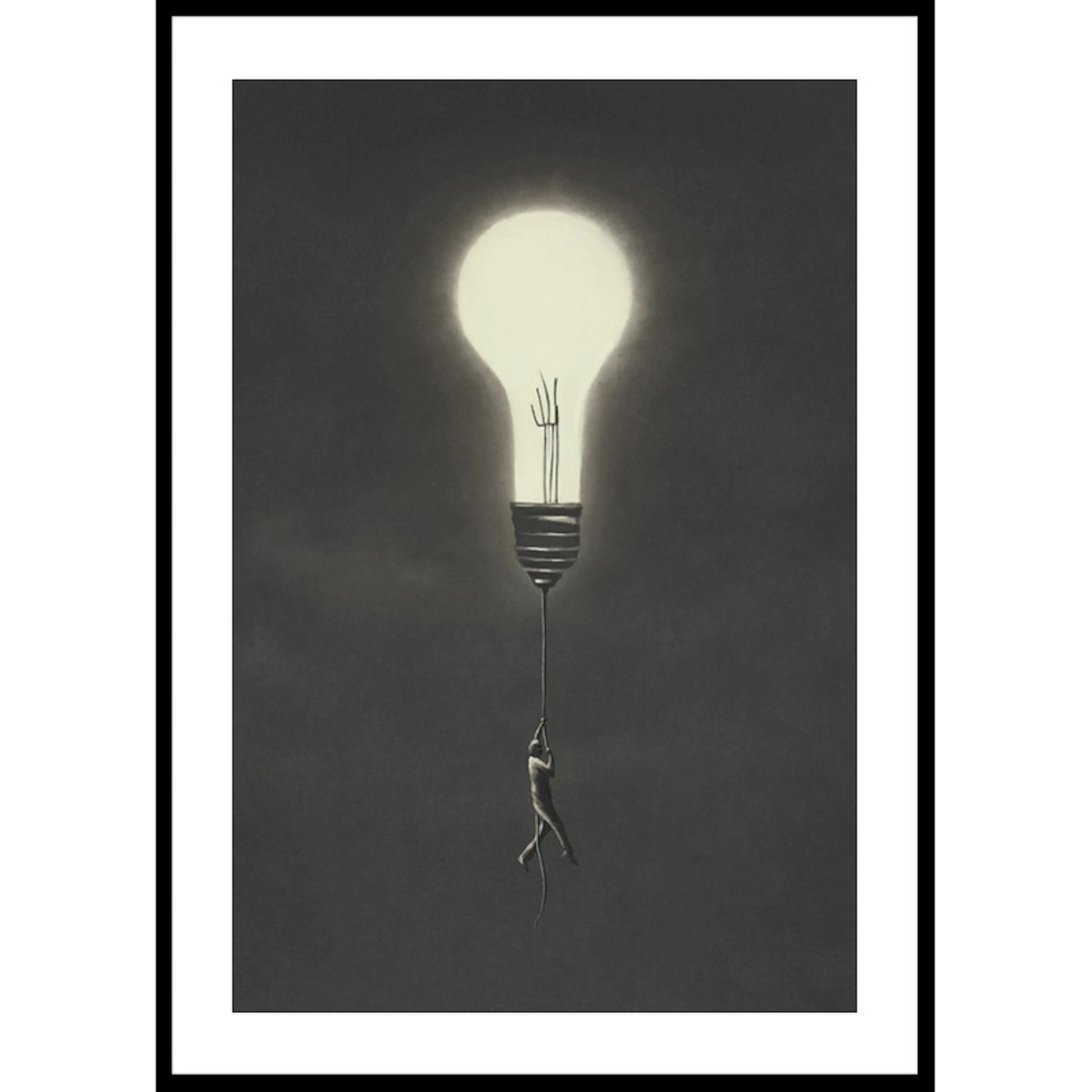 Poster Gallerix Flying With Light Bulb
