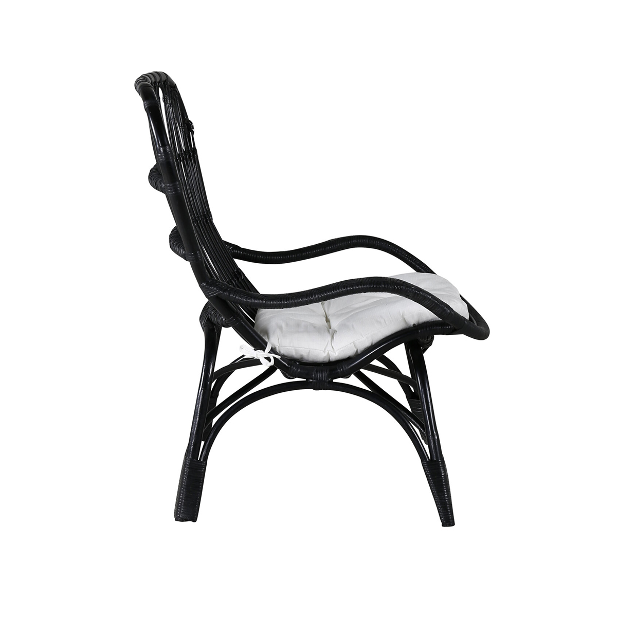 Ella Lounge Chair - BLACK rattan / Offwhite Cushion Ersätter Färg: Black
