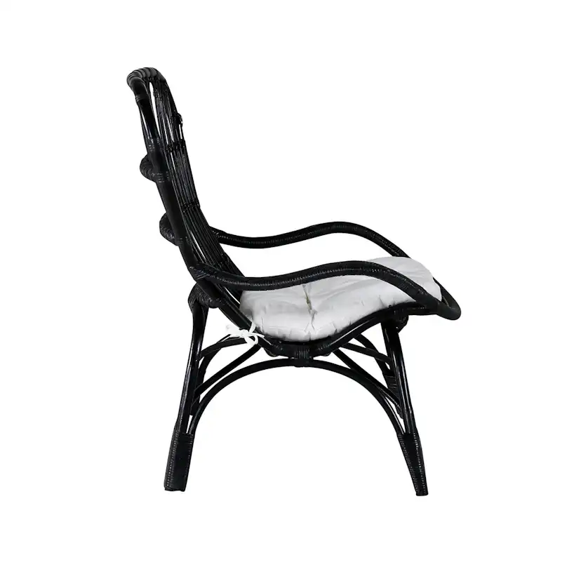 Ella Lounge Chair - BLACK rattan / Offwhite Cushion Ersätter Färg: Black