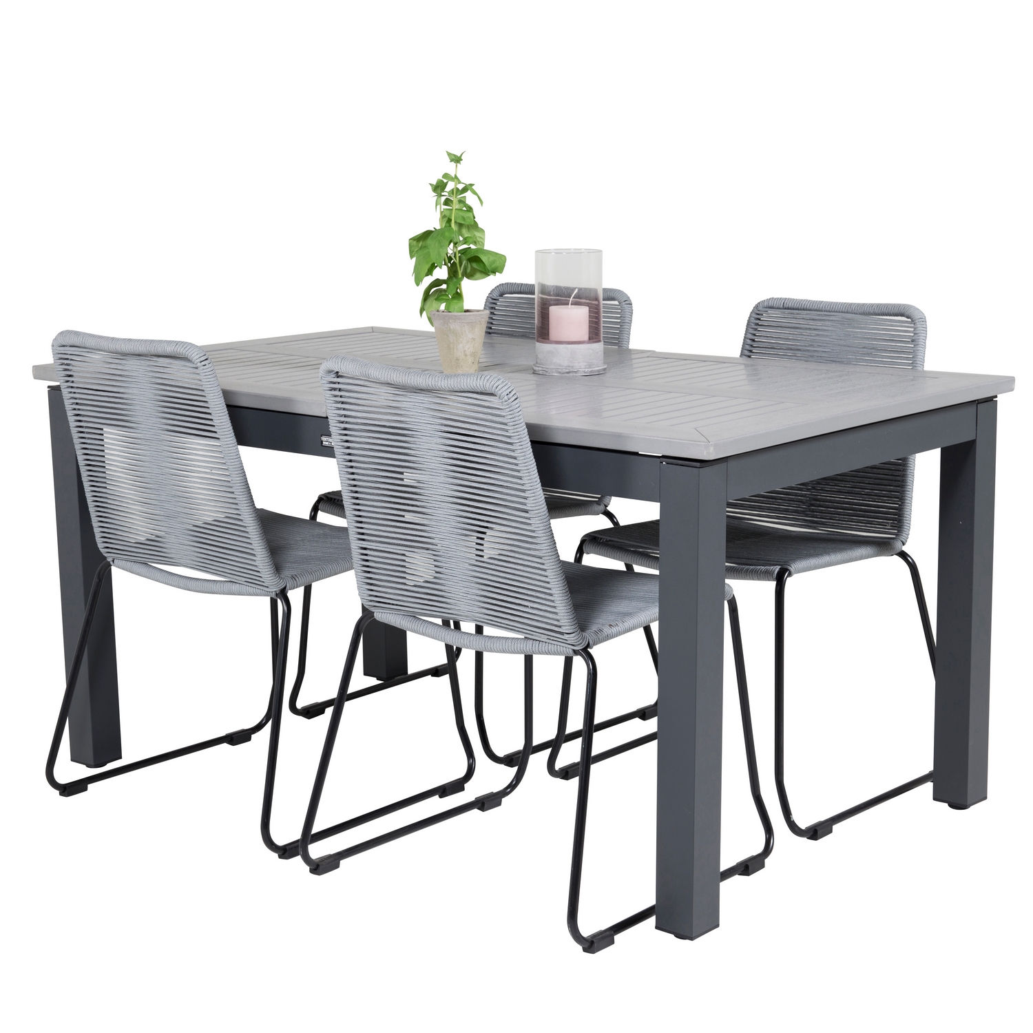 Matgrupp Venture Home Aleyna 160/240 med 4 Leon Matstolar