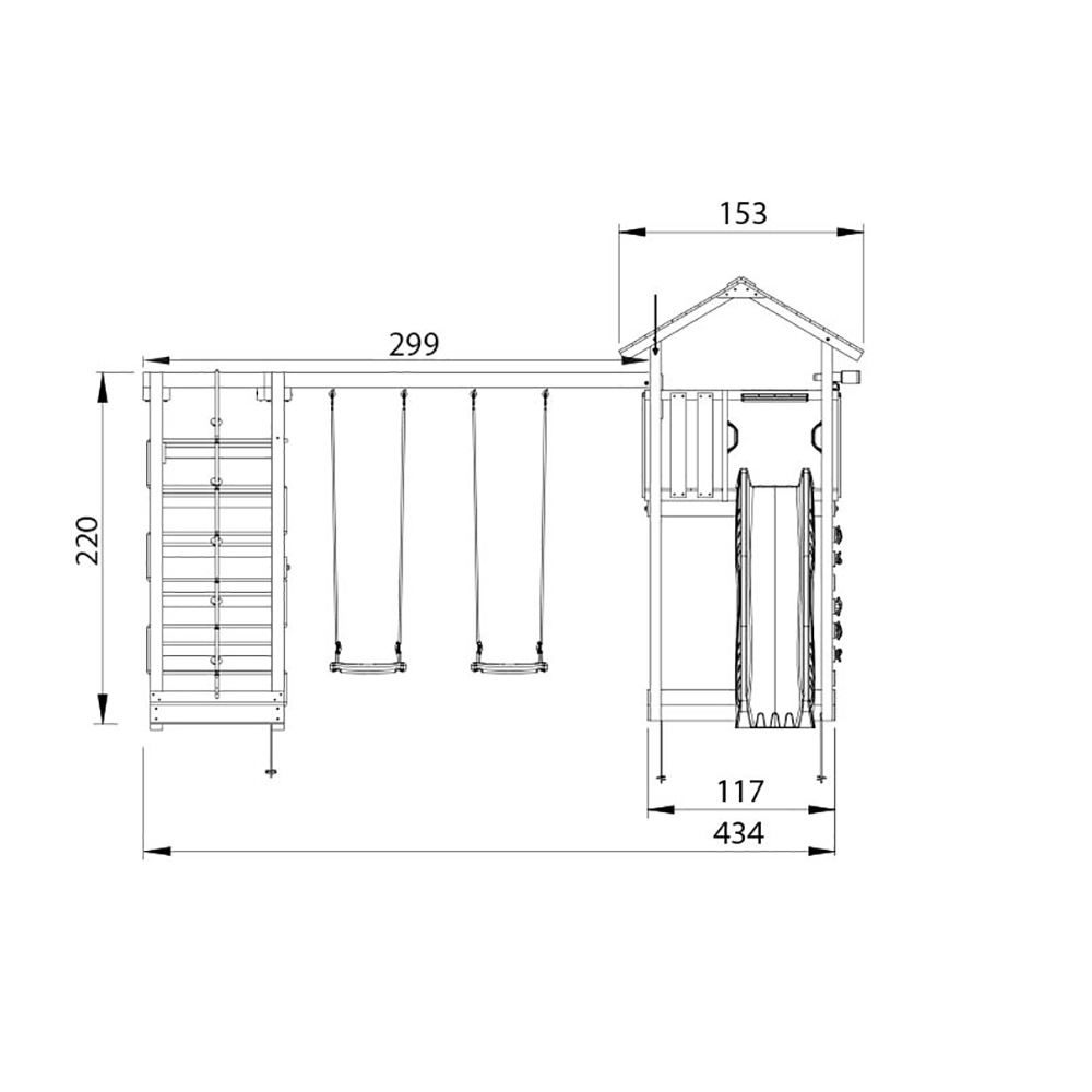 Lektorn Jungle Gym Mansion 2.1 Klättermodul Grön Rutschkana & Sand