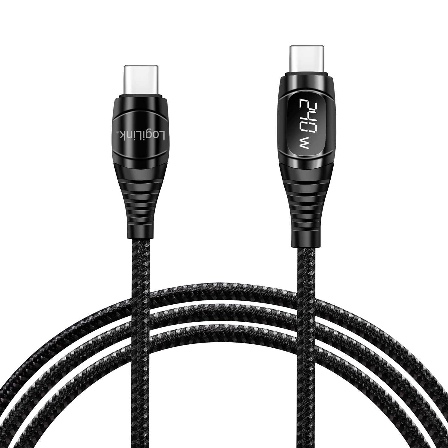 USB-C-kabel LogiLink Med display USB 2.0 PD 3.1 240W 1 m