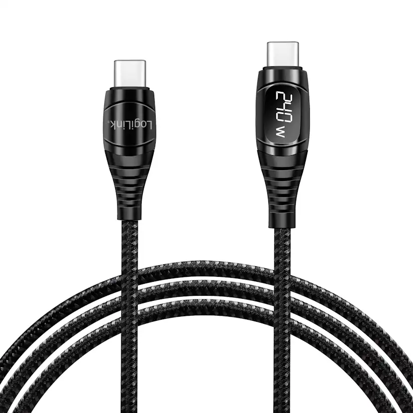 USB-C-kabel LogiLink Med display USB 2.0 PD 3.1 240W 1 m