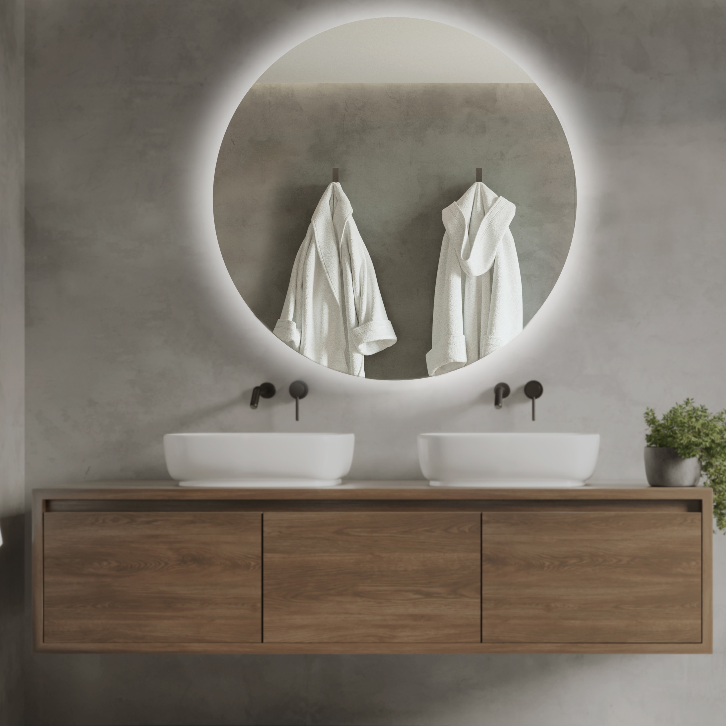 Spegel Vidi Moon Rund med LED-belysning