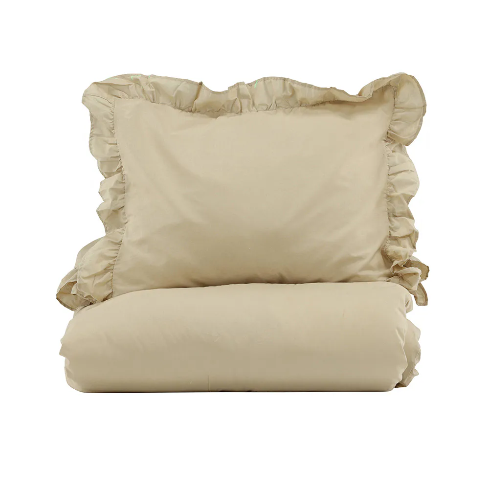 Levi Bed Set Cotton W Ruffle Light Yellow 150x200 cm Färg: Gul, Mått: 150x200 cm