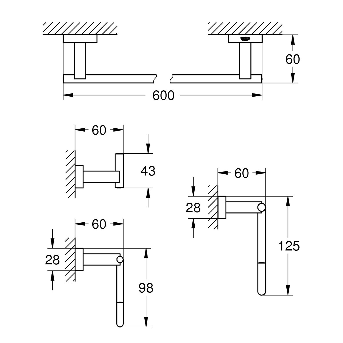 Tillbehörsset Grohe Essentials 4-in-1 40778001