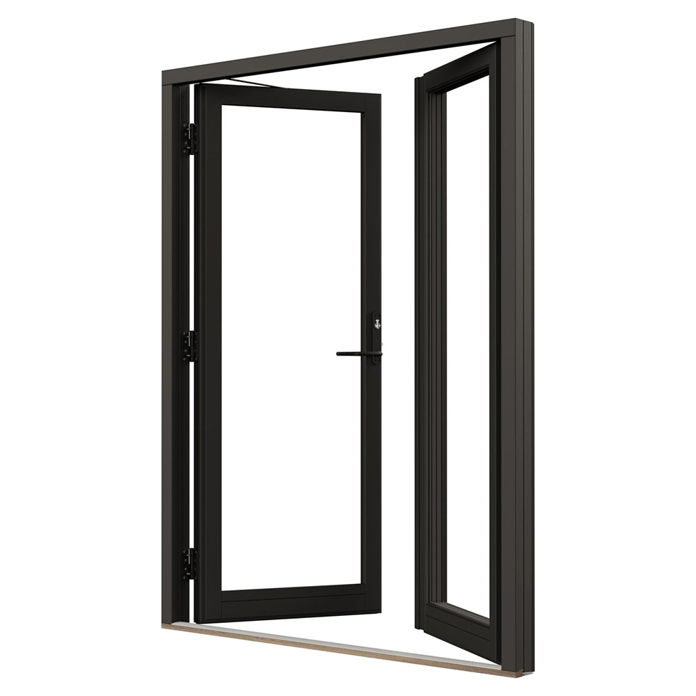 Parfönsterdörr NorDan NTech Helglasad Aluminium BlackLine Svart