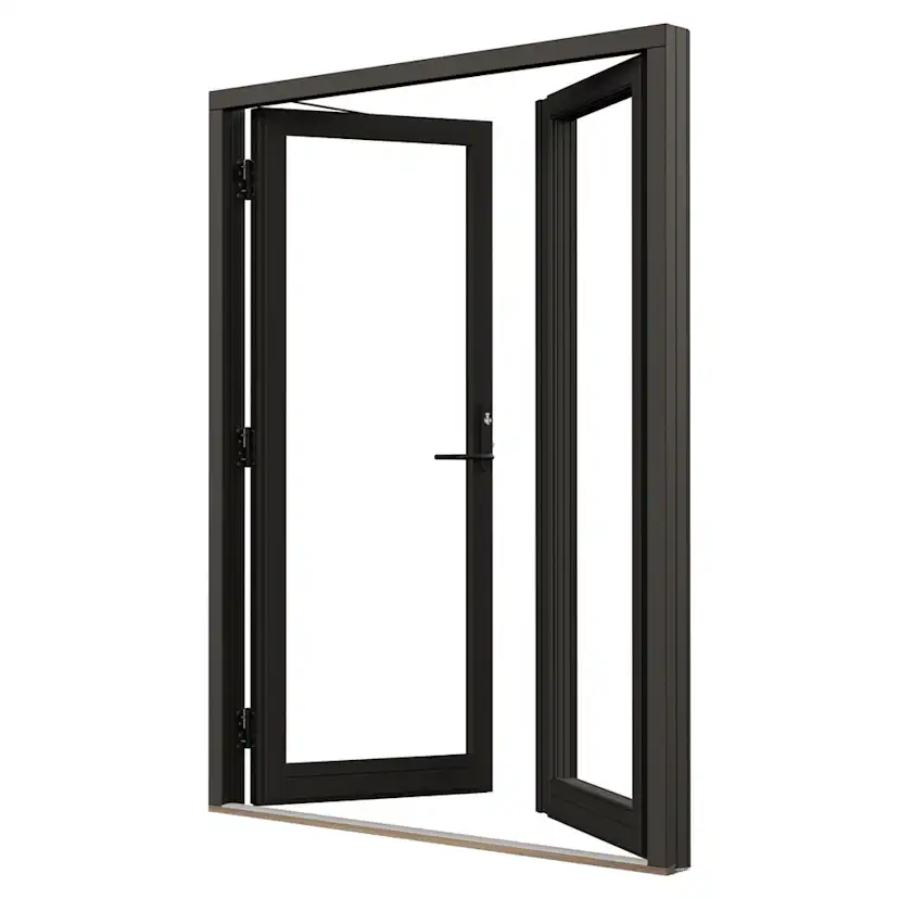 Parfönsterdörr NorDan NTech Helglasad Aluminium BlackLine Svart