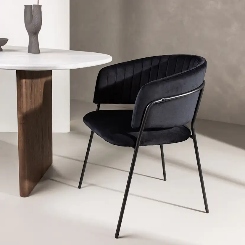 Matstol Selma Venture Home Svart Sammetsklädd Stol 2 st