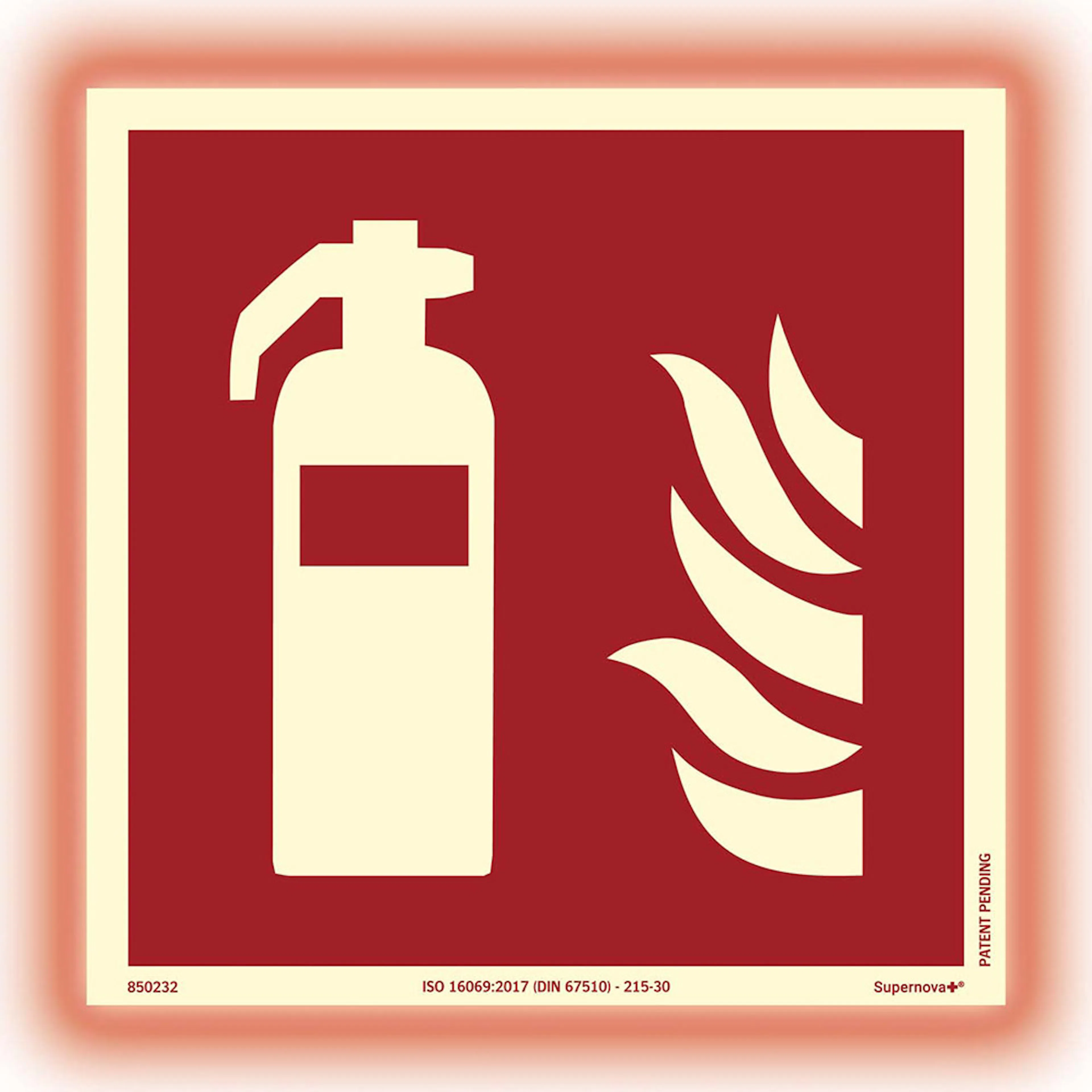 Skylt Systemtext Brandsläckare 200x200 mm Aluminium Supernova+