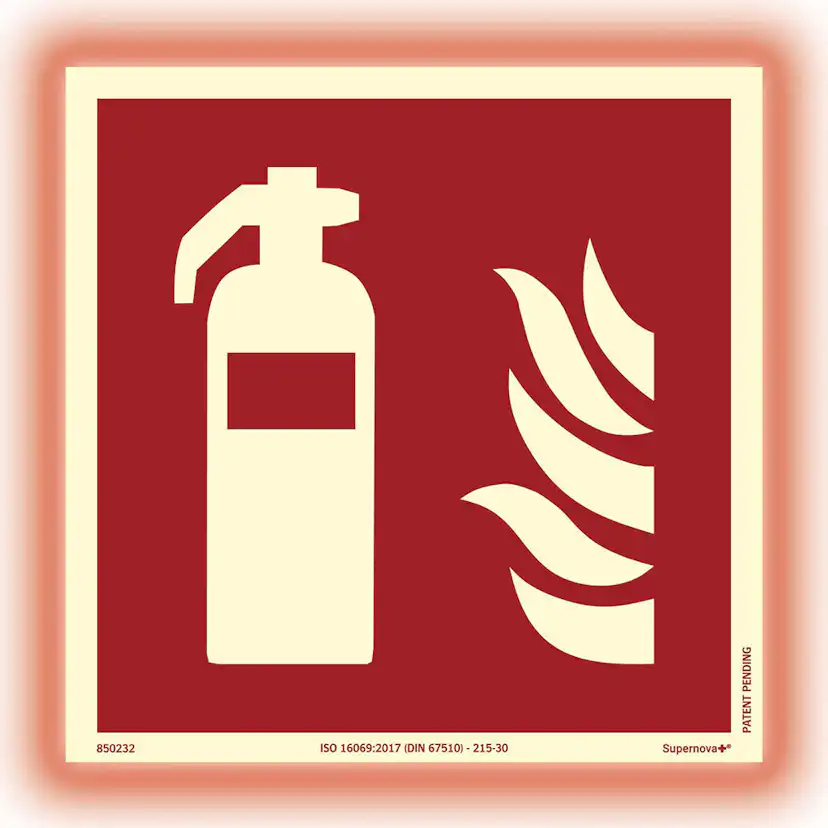 Skylt Systemtext Brandsläckare 200x200 mm Aluminium Supernova+