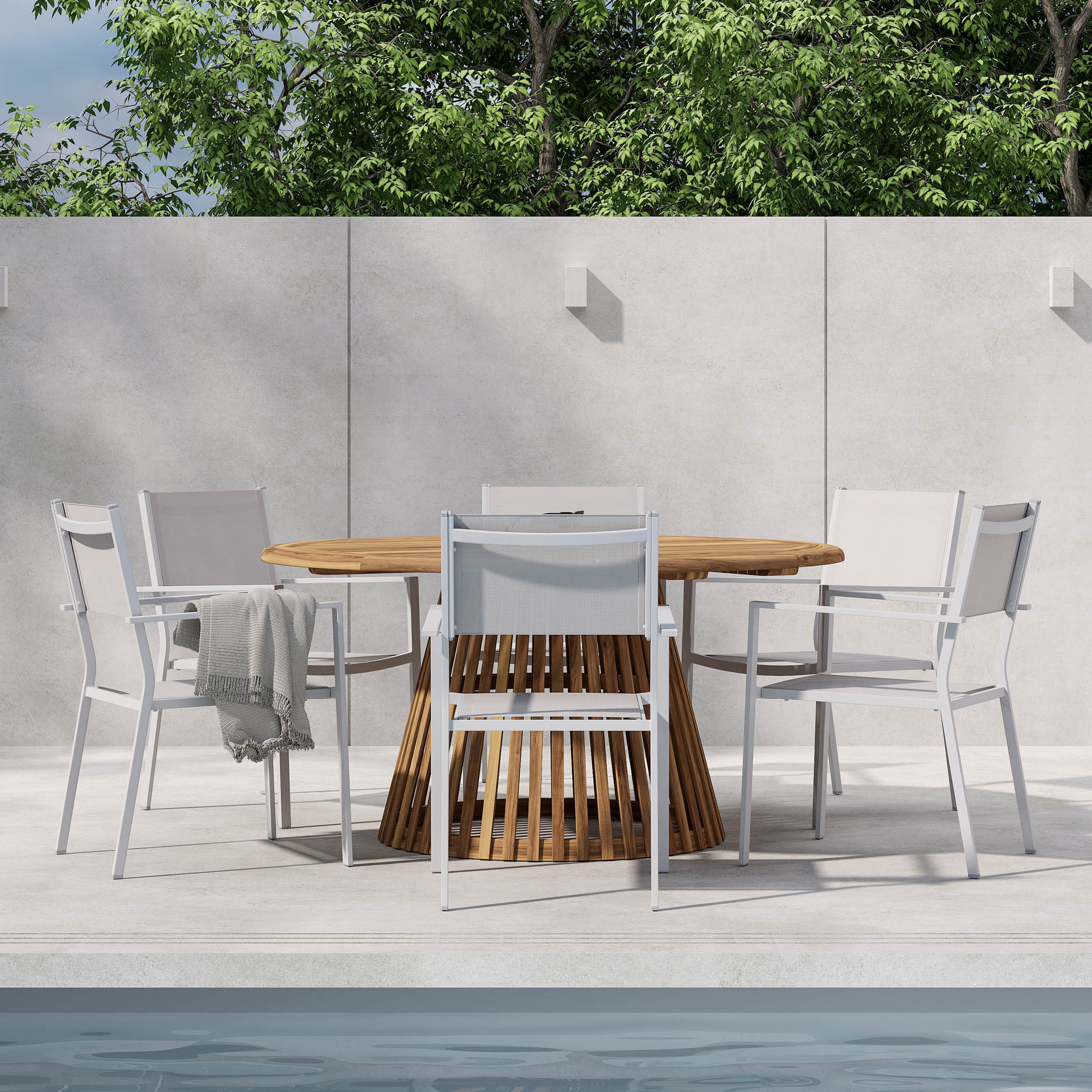 Matgrupp Comfort Garden Lakenview Matbord Rund 150 med 6 Las Vegas Karmstolar