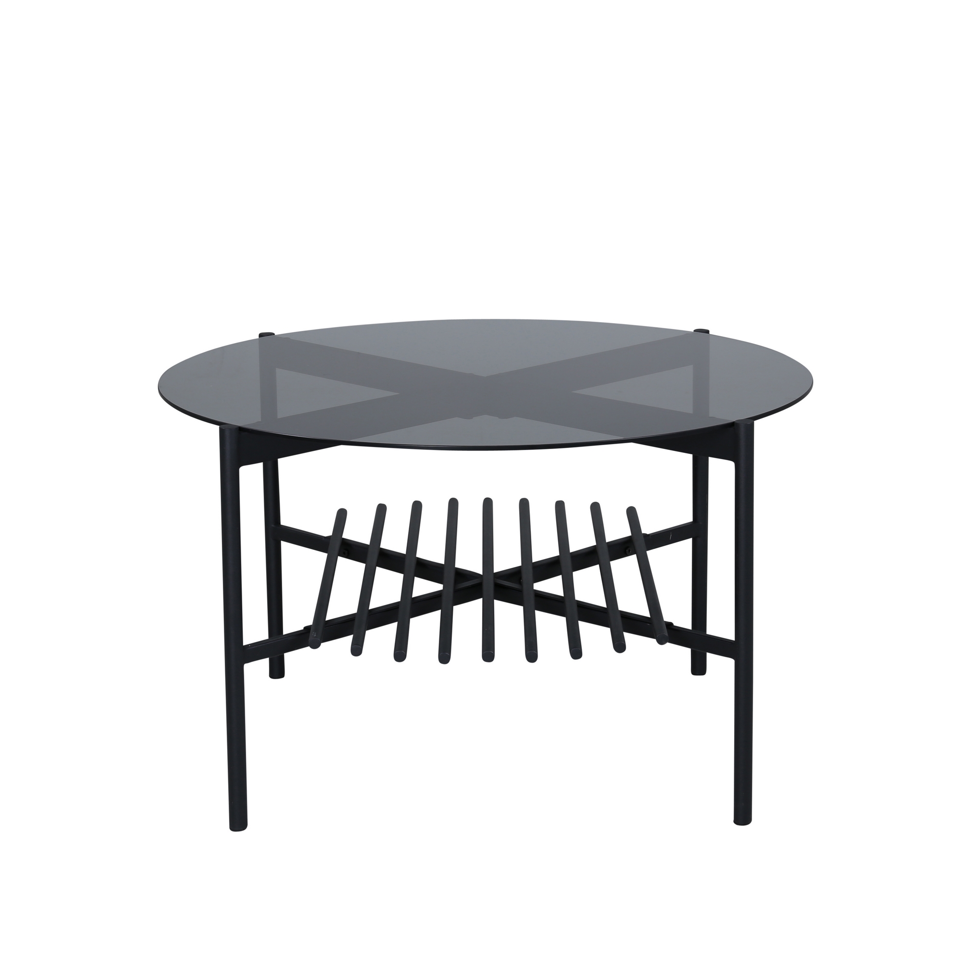 Von Staf Round Sofa Table - black / Black Smoked Glass glass Svart Glas