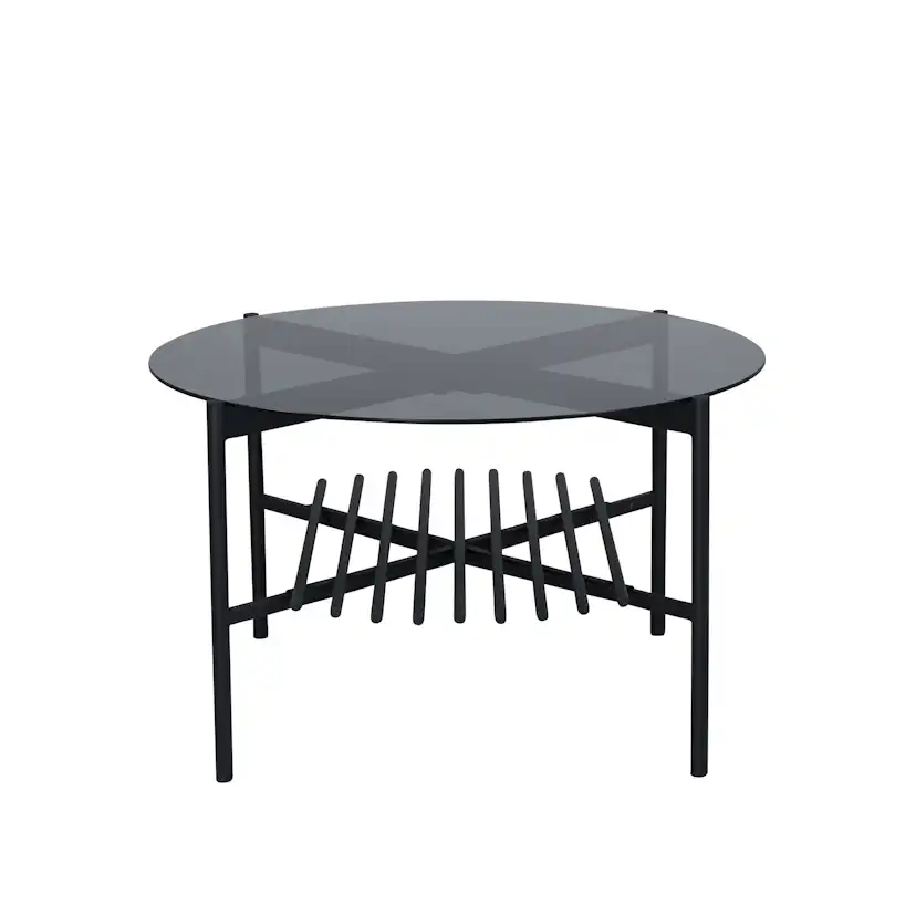 Von Staf Round Sofa Table - black / Black Smoked Glass glass Svart Glas
