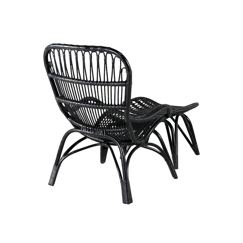Ella Lounge Chair - BLACK rattan / Offwhite Cushion Ersätter Färg: Black