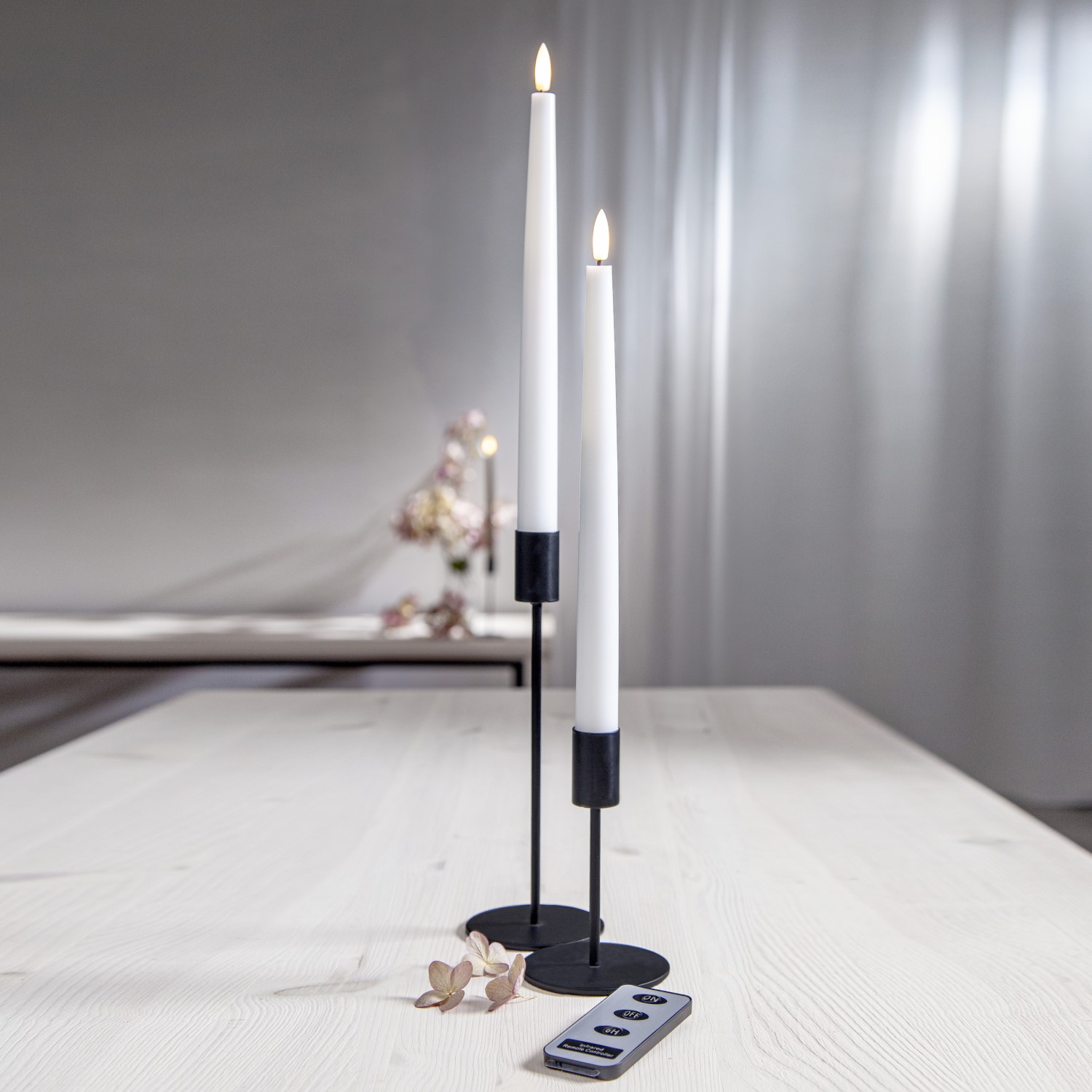 LEDAntikljus2p Flamme Slim Vit