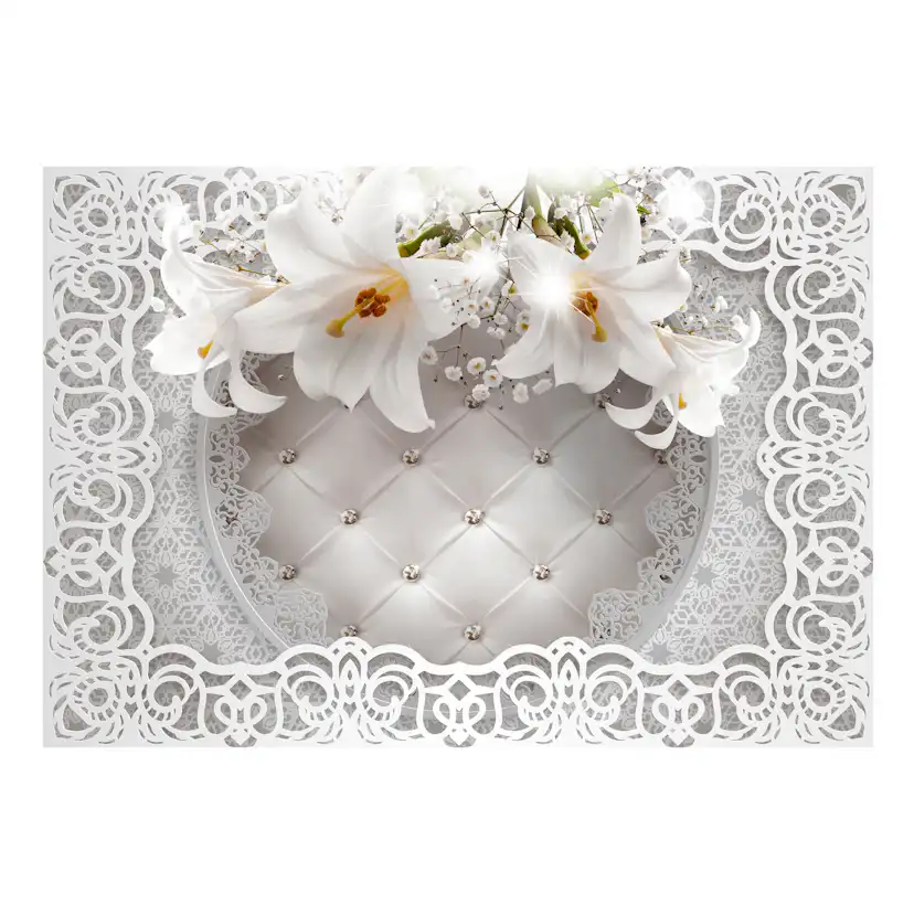 Fototapet Arkiio Självhäftande Lilies And Quilted Background