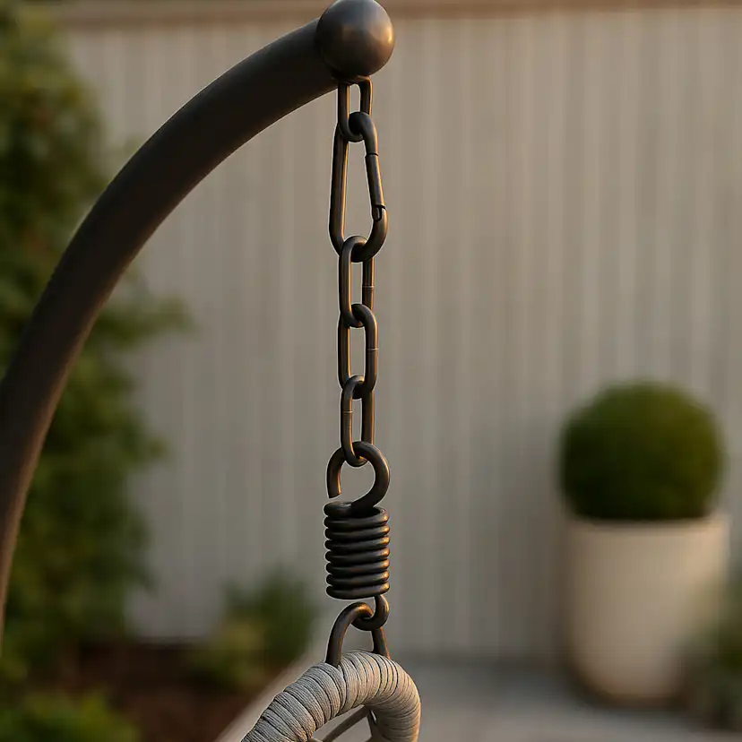 Edinburgh Hanging chair - Black frame/grey wicker/grey cushi Grå